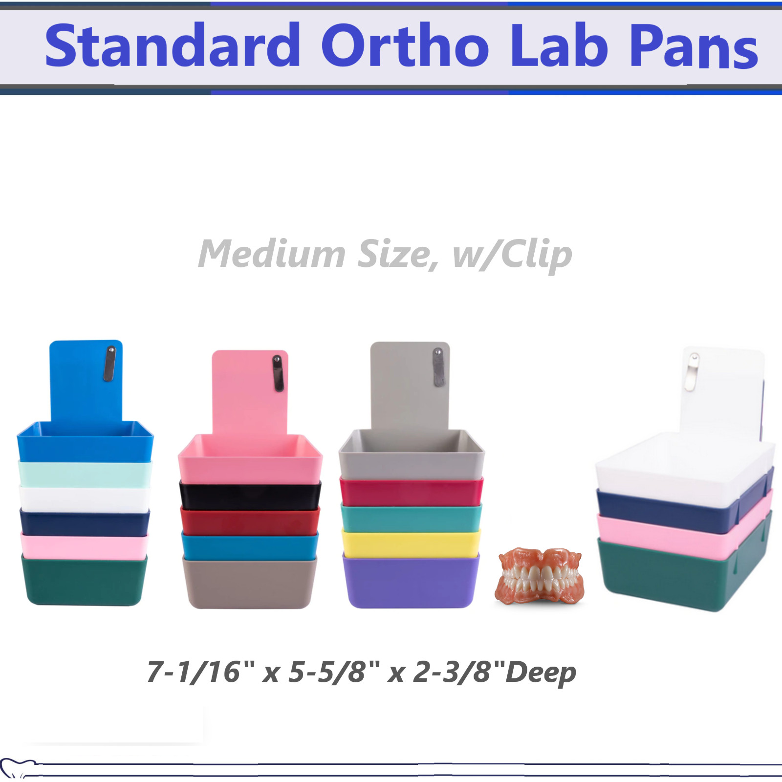 Dental Ortho Lab Pans Medium with Metal clip, Sturdy 7 1/16″ x 5⅝” x 2⅜”D, 1/EA