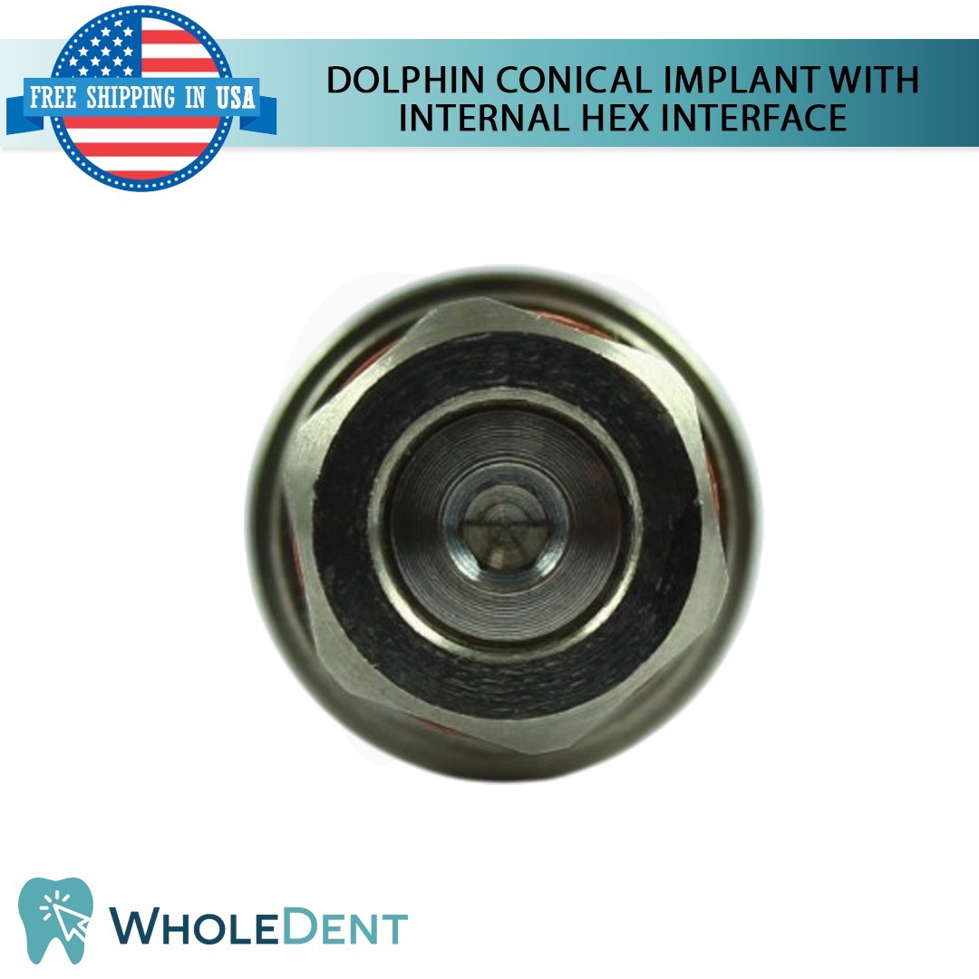 1x Dental Dolphin Conical Fixture with Int Hex Connection Titanium Sterile SLA