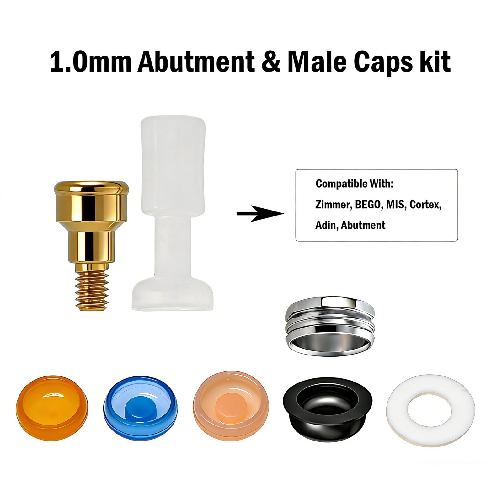 US Dental Locator Overdenture Abutment for Zimmer Screw-Vent 3.5 & Accessory Kit