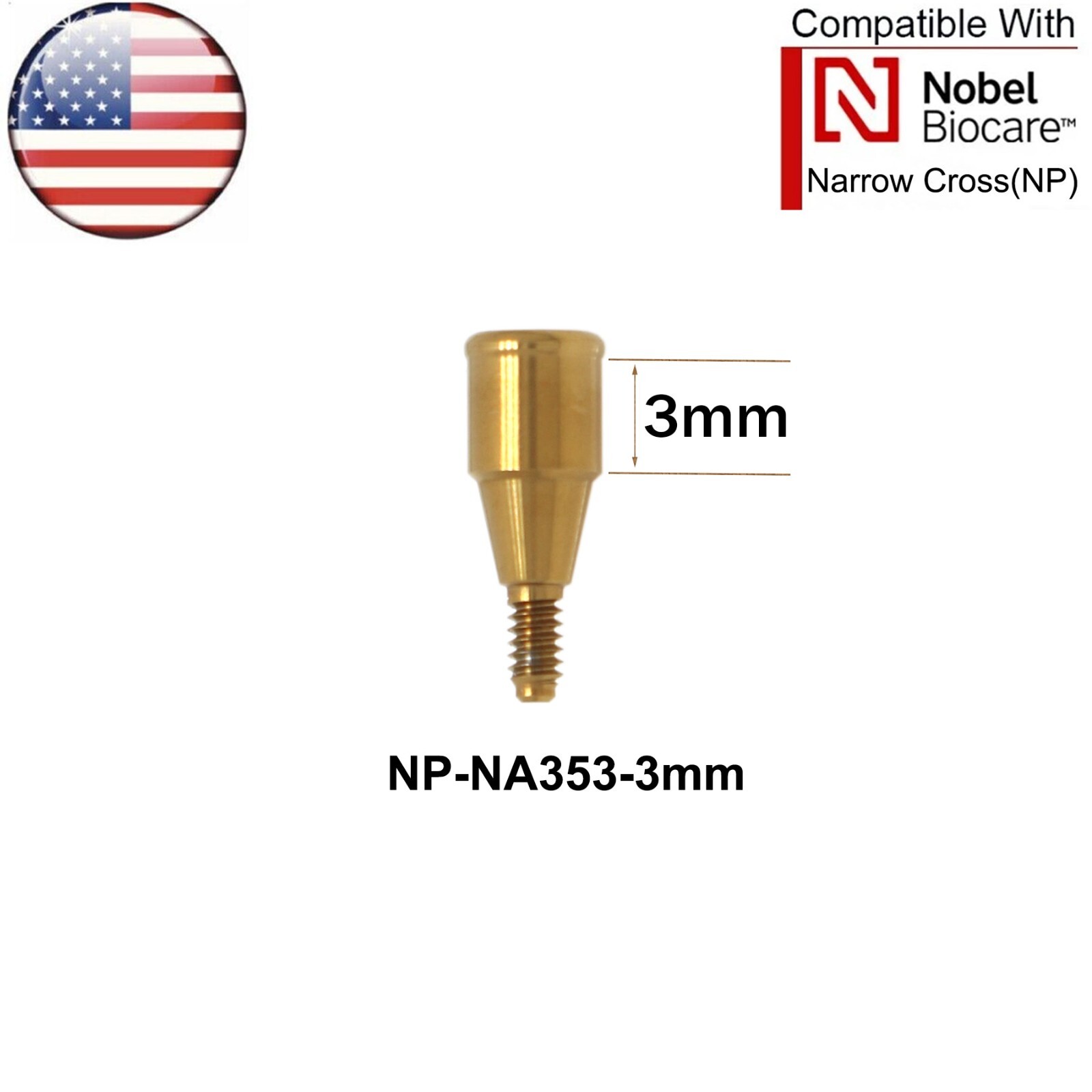 US Dental Locator Tapered Abutment NP Fits Nobel Biocare Active Dia ∅3.5mm