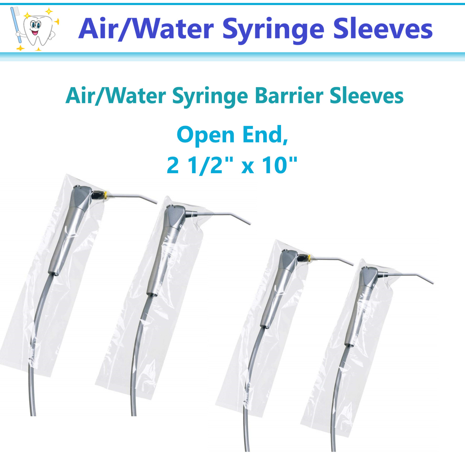 Dental Air/Water Syringe Barrier Sleeves , Open End, 2 1/2″ x 10″, 5000/Box