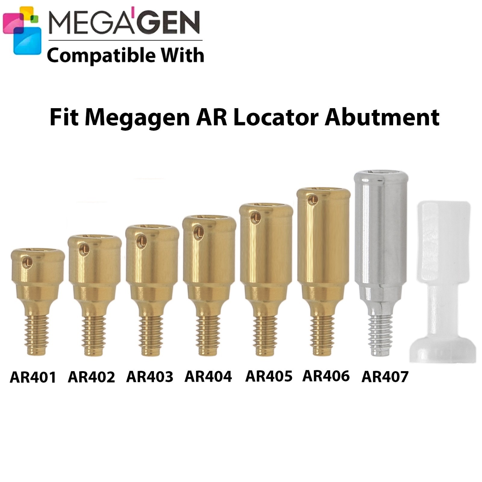 For MegaGen AnyRidge Locator Abutment GH 1-7mm & Overdenture Male Caps Removable