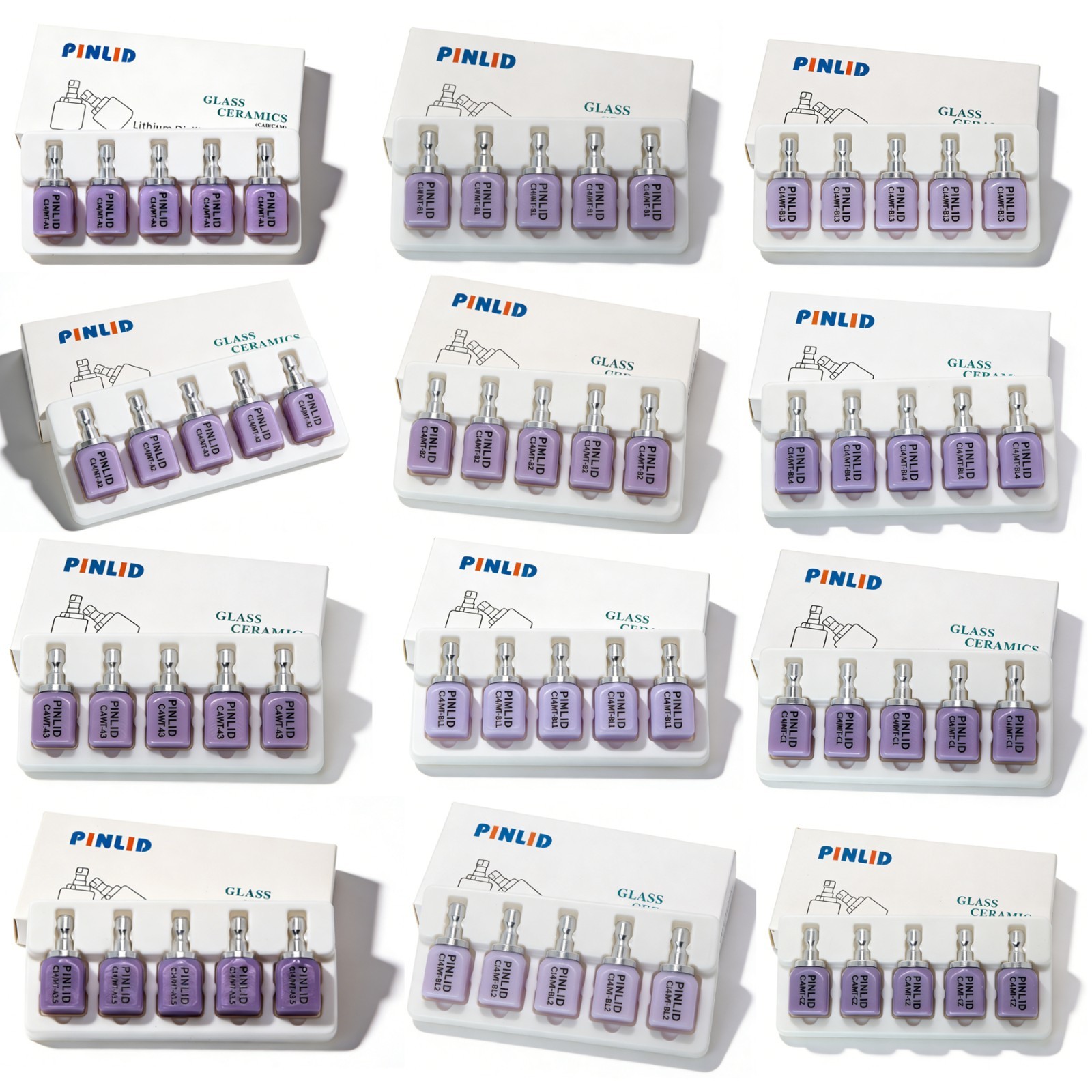 Dental Lithium Disilicate CAD CAM Glass Ceramic Blocks MT Translucency A1–BL4