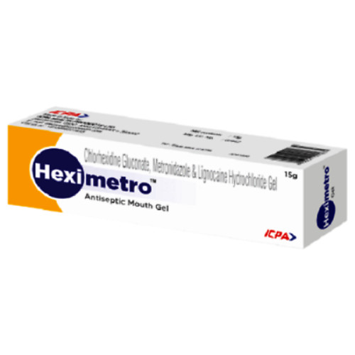 Dental HexiMetro Antiseptic Triple Action Mouth Gel 15gm Tube by ICPA