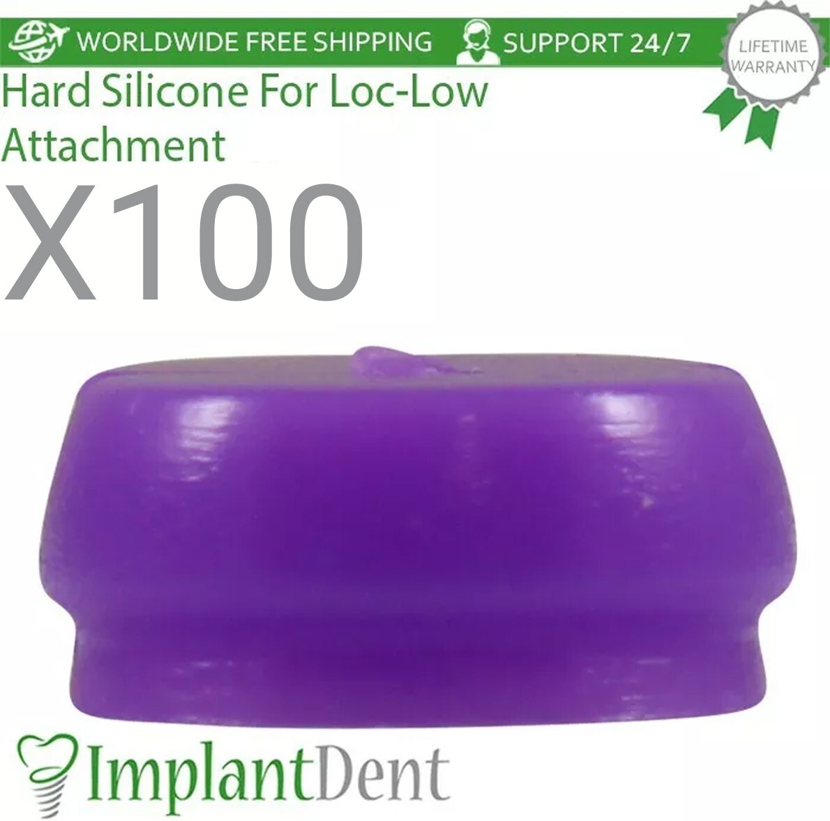 100x Dental Hard Silicone Cap Violet Insert For Loc Low Attachment System 2.7kg