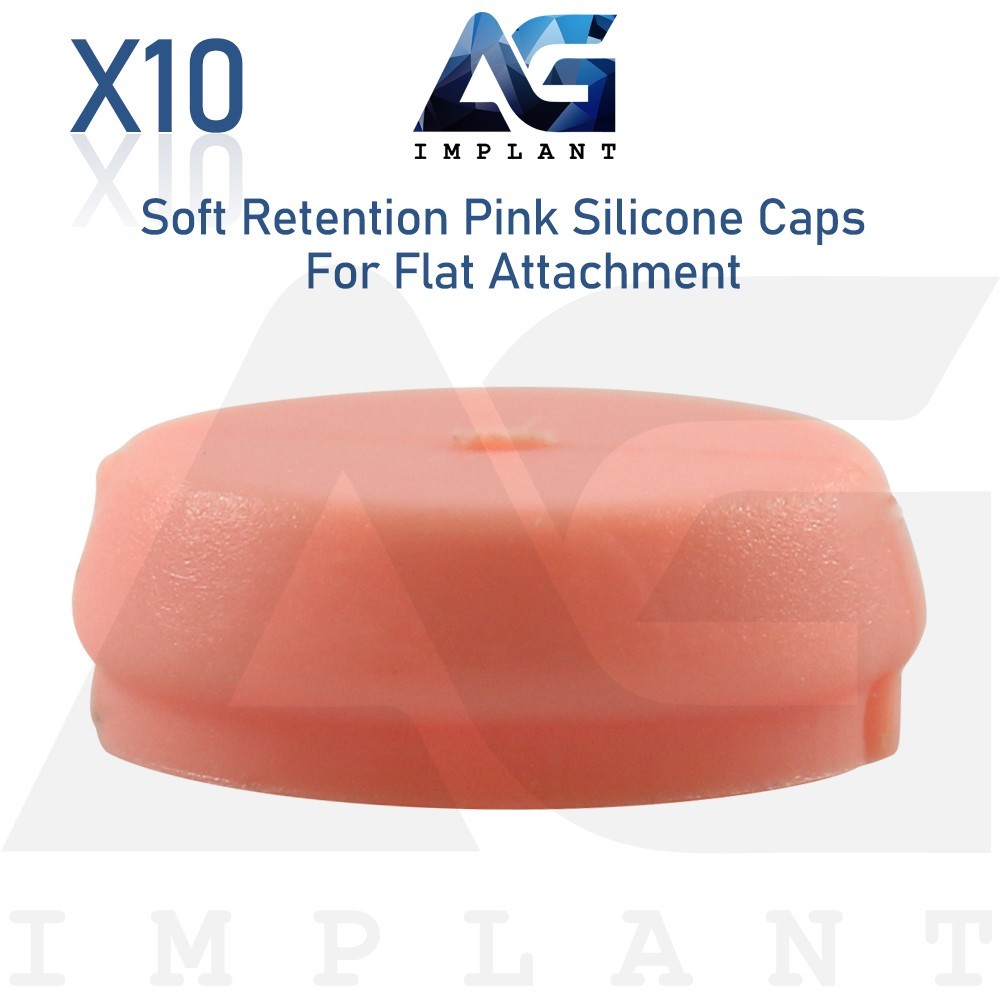 10 Pink Soft Silicone Caps Flat Overdenture Attachment 1200g Prosthetic