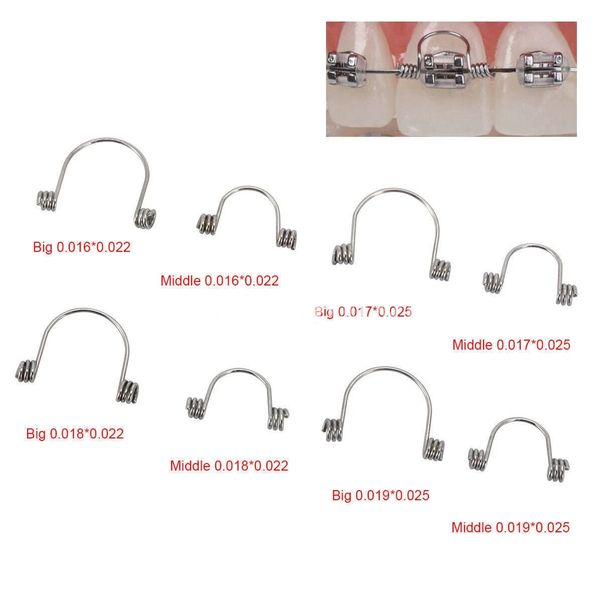 15 Sizes Ortho Dental Rectangular Anterior Teeth Torque Wire Springs 10Pcs/Pack