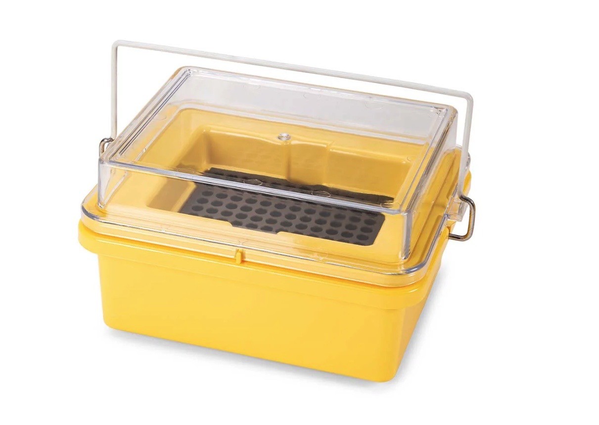 GLOBE SCIENTIFIC Mini Cooler -20°C 96-Place 8×12 0.2mL PCR Tube Yellow 454027