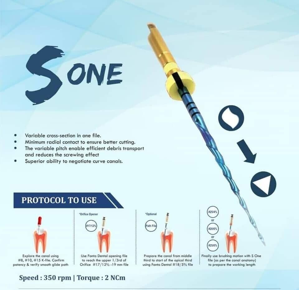 FANTA Dental AF Blue S-One Niti Rotary Root File Flexible Technology (Free Ship)