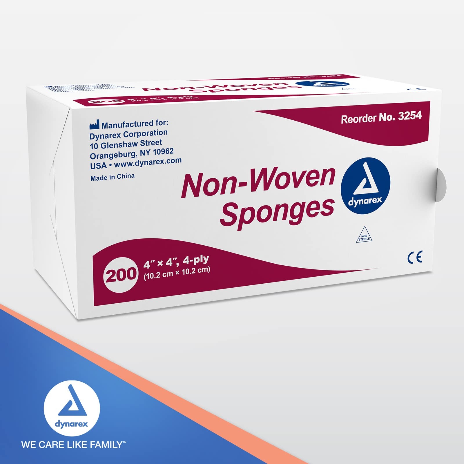 Dynarex Non-Woven Sponges, Non-Sterile, Gauze for Cleansing, 10 Pack