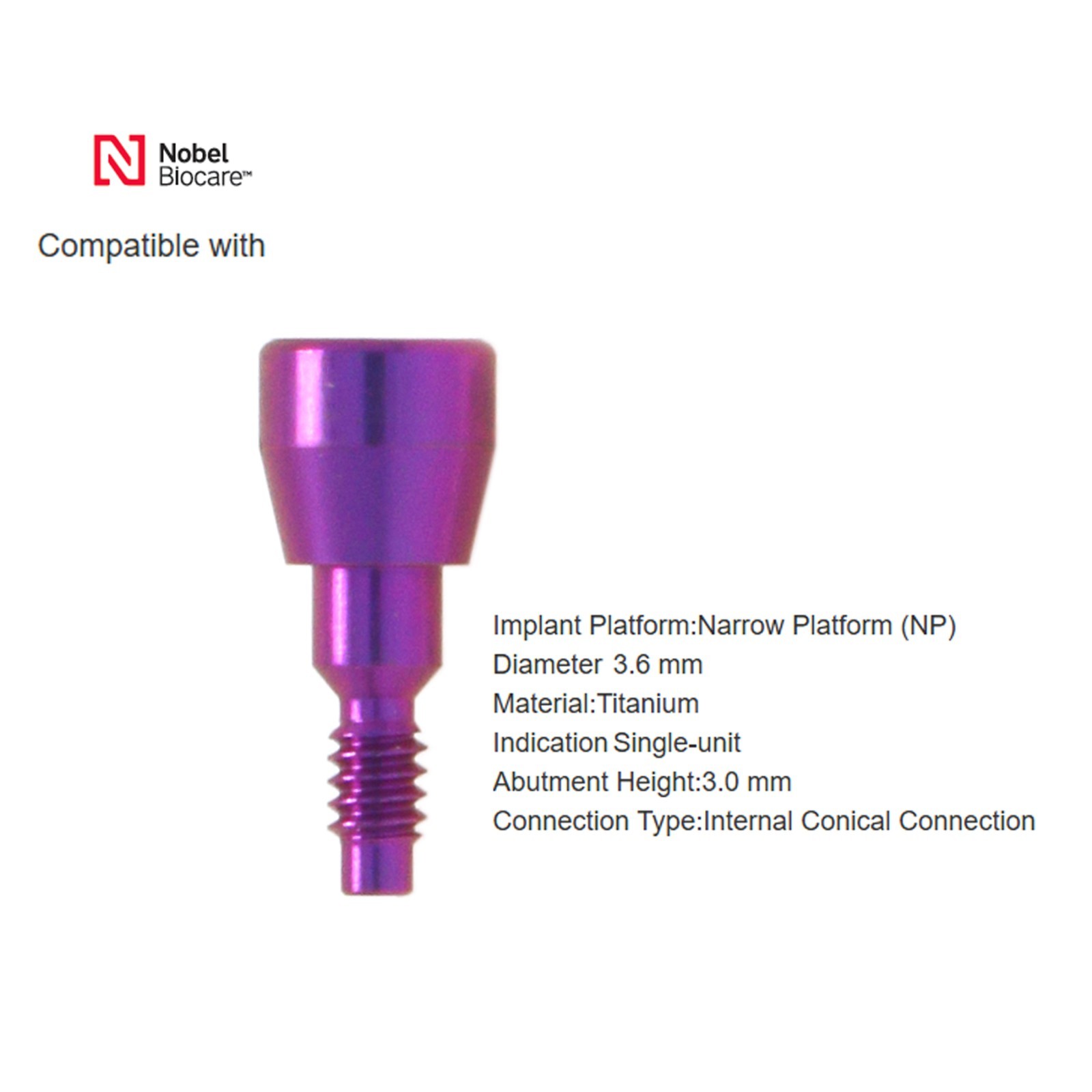 Dental Healing cap Abutment Nobel Biocare Active NP/RP compatible ∅3.6 ∅5.0 ∅6.0