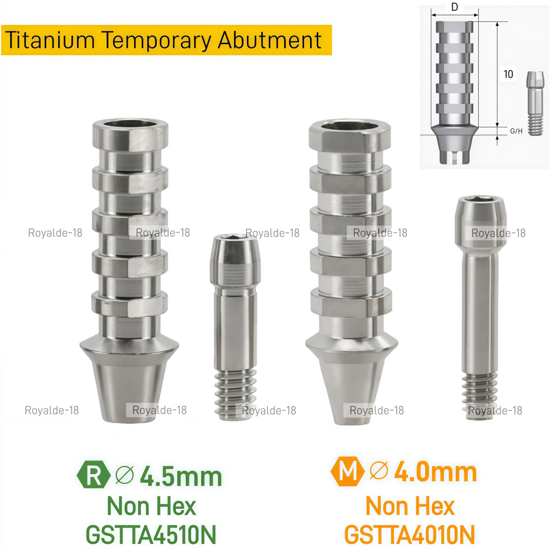 Dental Hex Temporary Abutment Cylinder Mini Regular Ti Screw Ebony OSS GH1.0