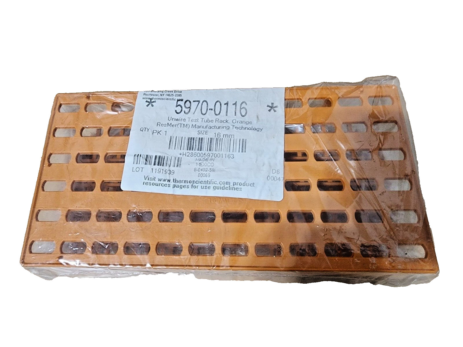 (QTY:1) NALGENE 5970-0116 Unwire Racks of Tubes To Test 16mm Orange