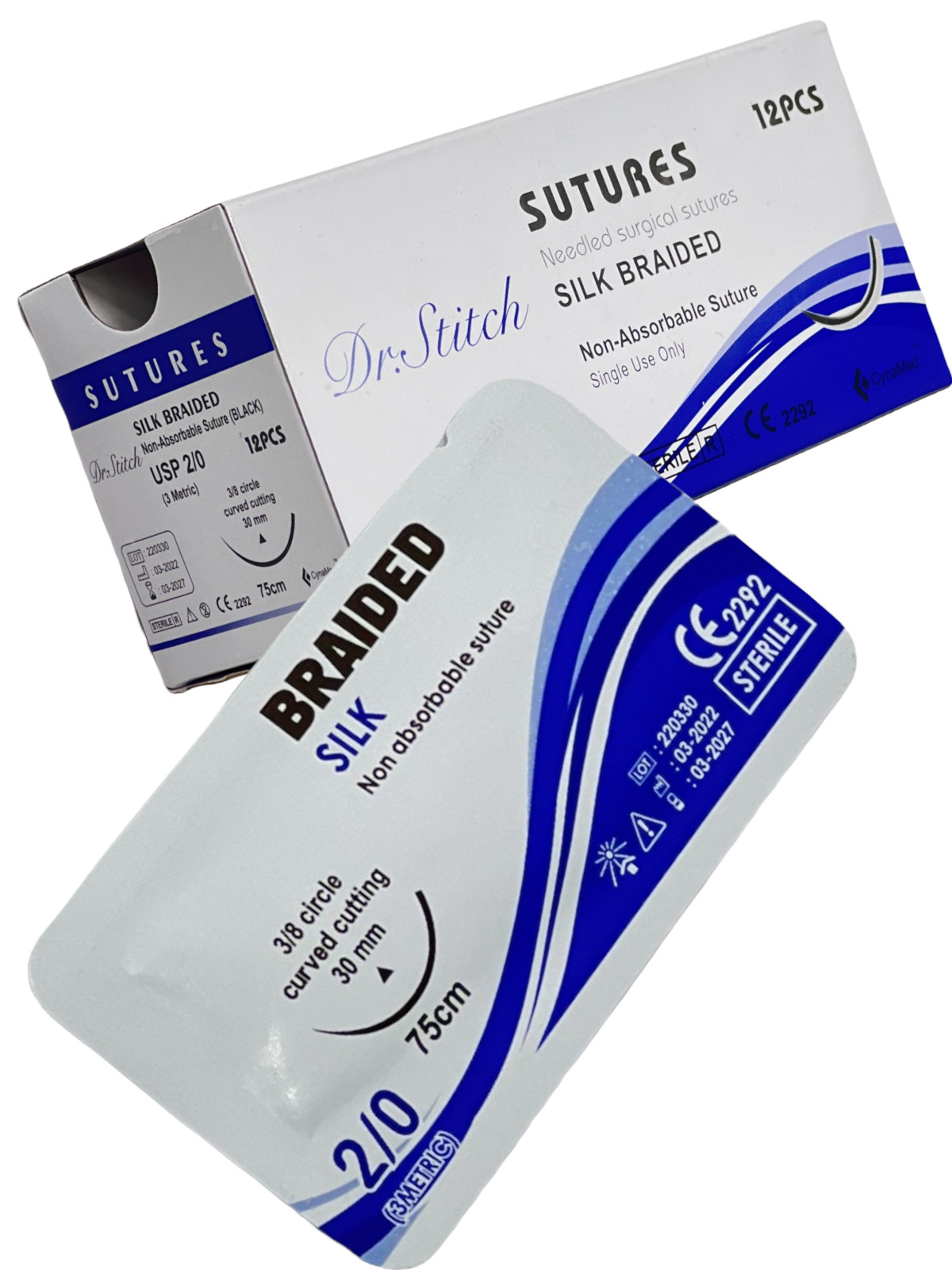 2/0 Silk Sterile Training Suture Thread With Needle Sewing Box