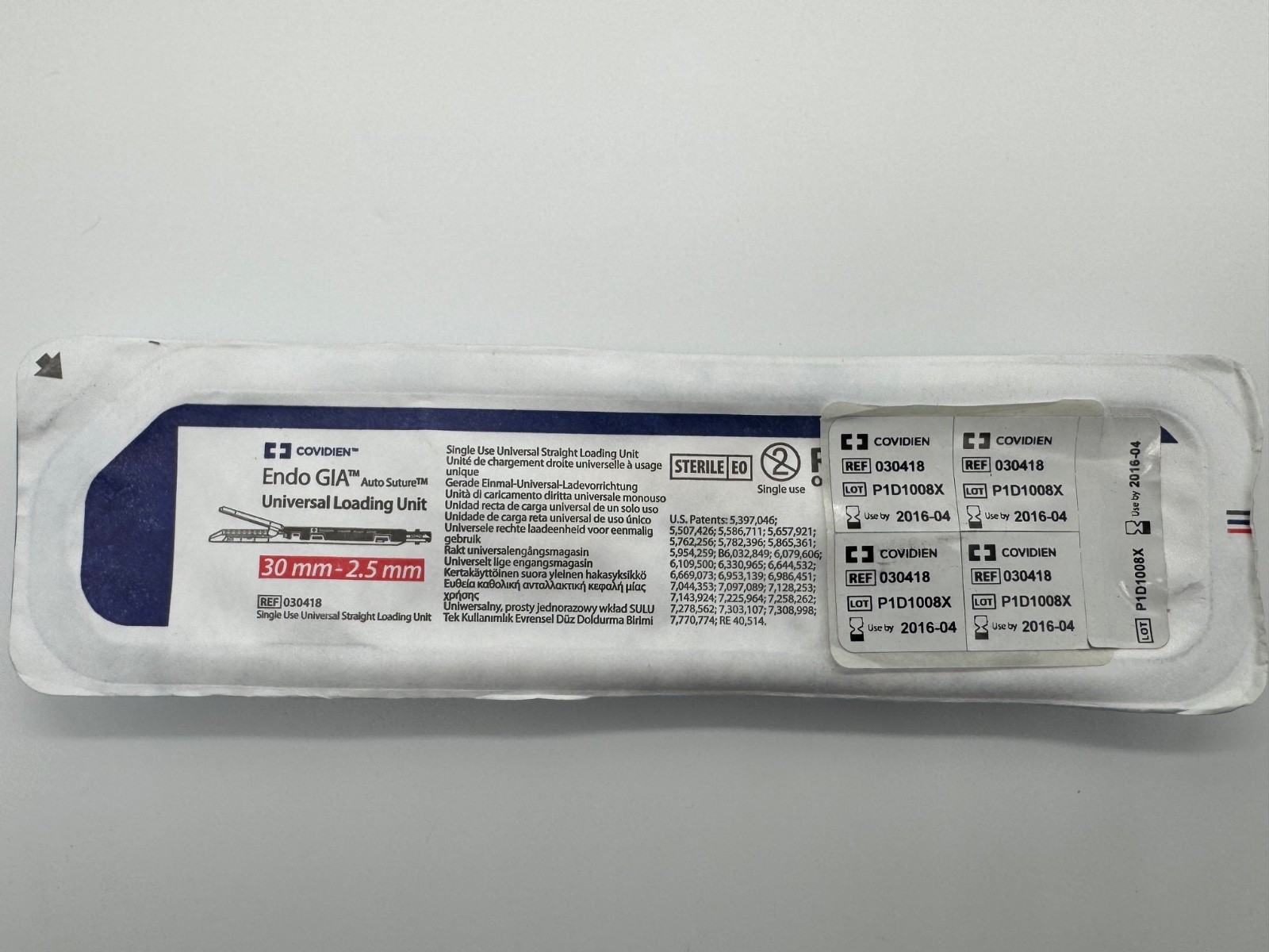 COVIDIEN ENDO GIA 30mm 2.5mm Straight Loading Unit – REF 030418 – EXPIRED