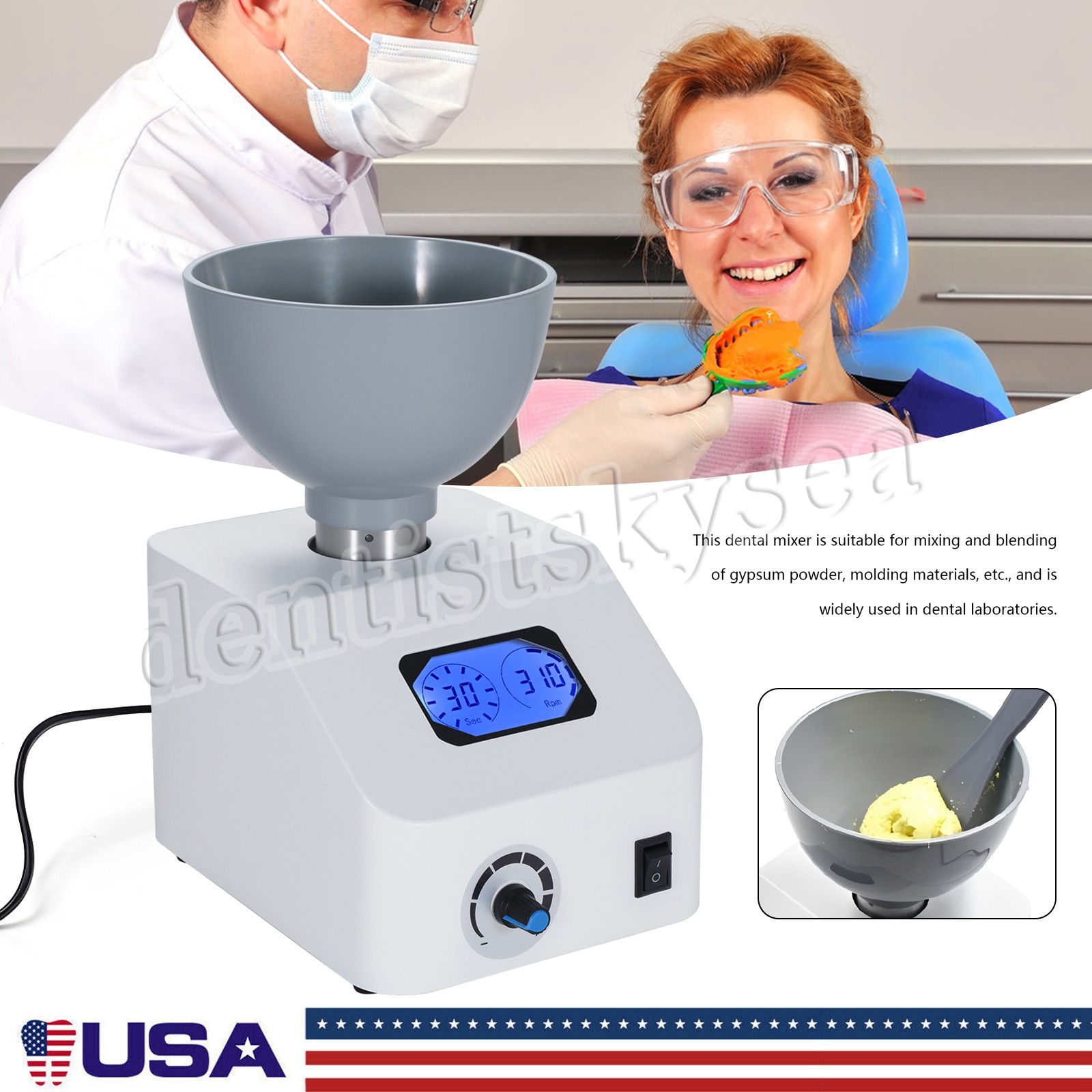 High-End Dental Printing Die Mixer Machine Alginate Dentistry Tools USA STOCK