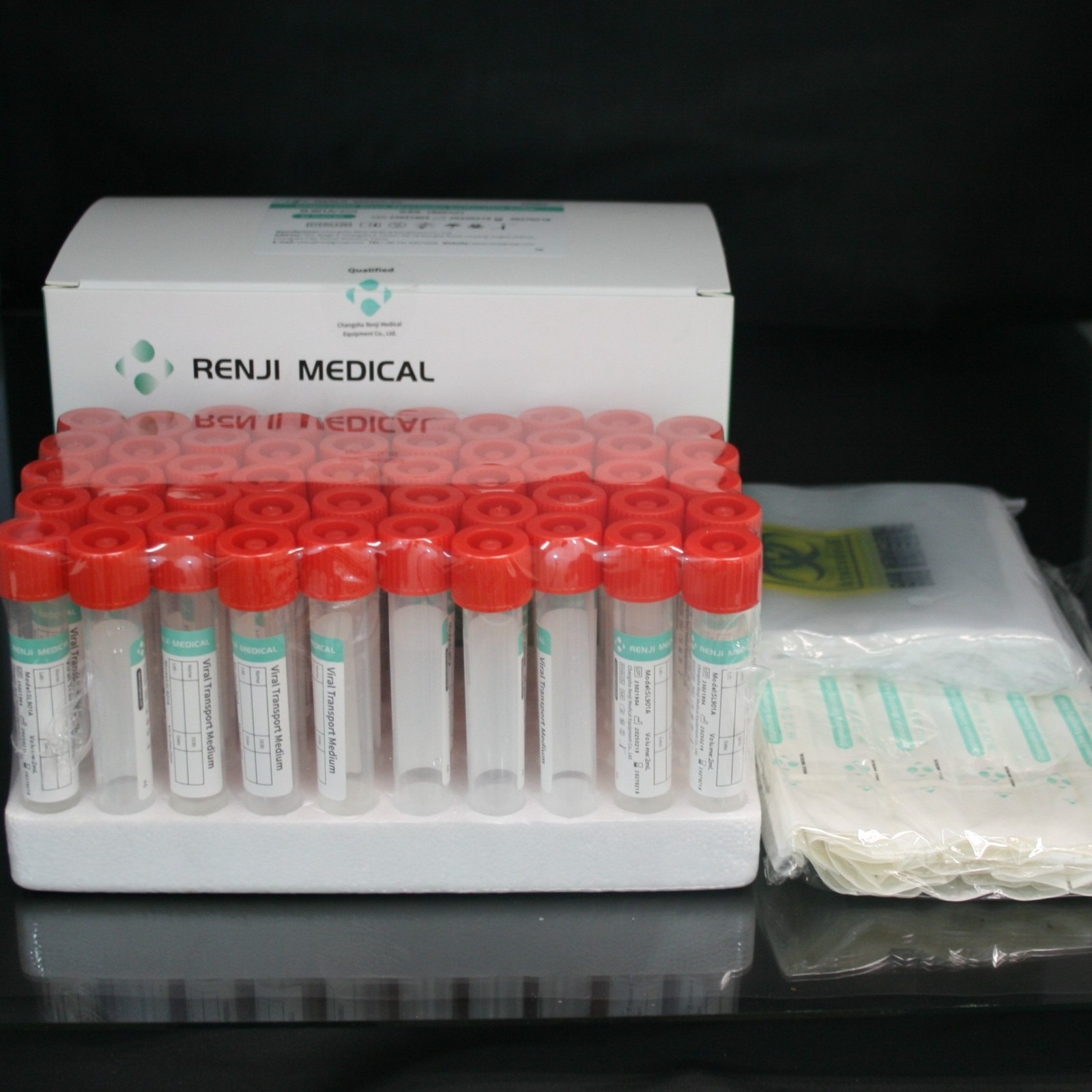Renji Viral Transport Medium (VTM) 2ml/10ml, Nasopharyngeal Swab & Bag (50/box)