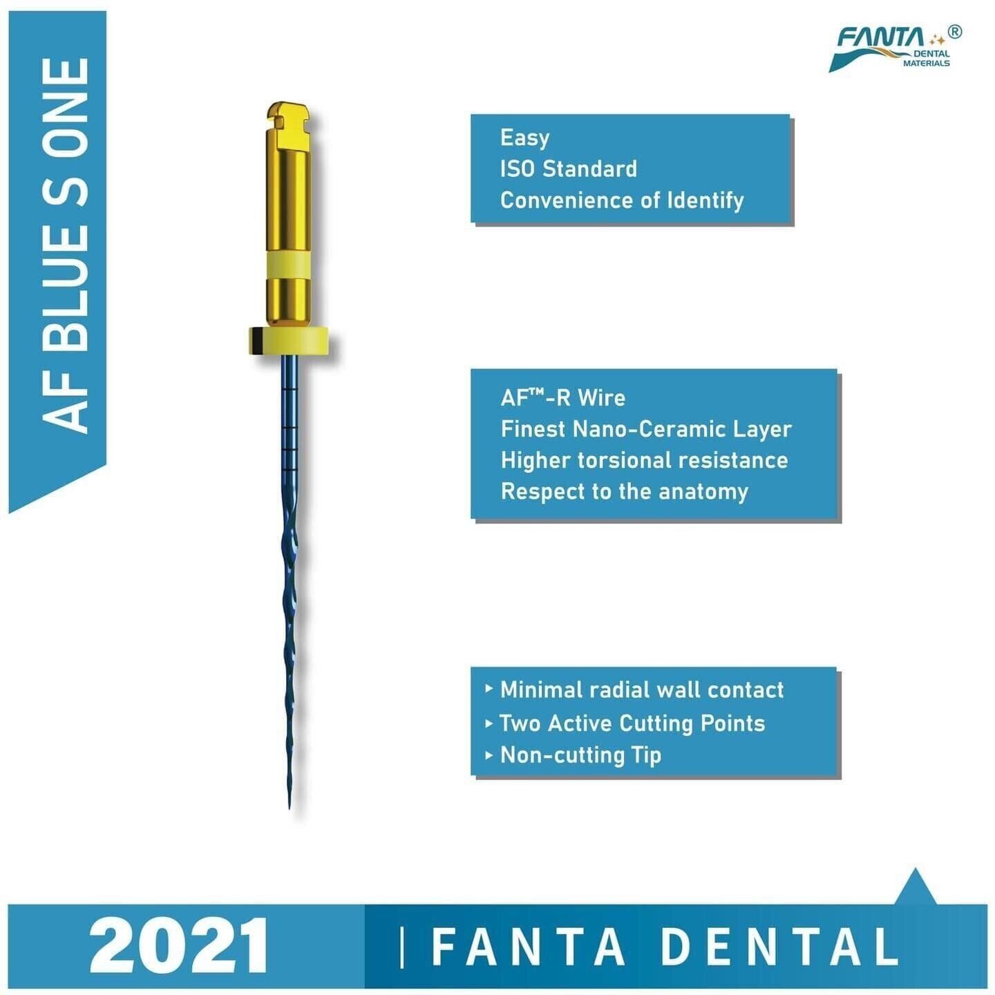 FANTA Dental AF Blue S-One Niti Rotary Root File Flexible Technology (Free Ship)