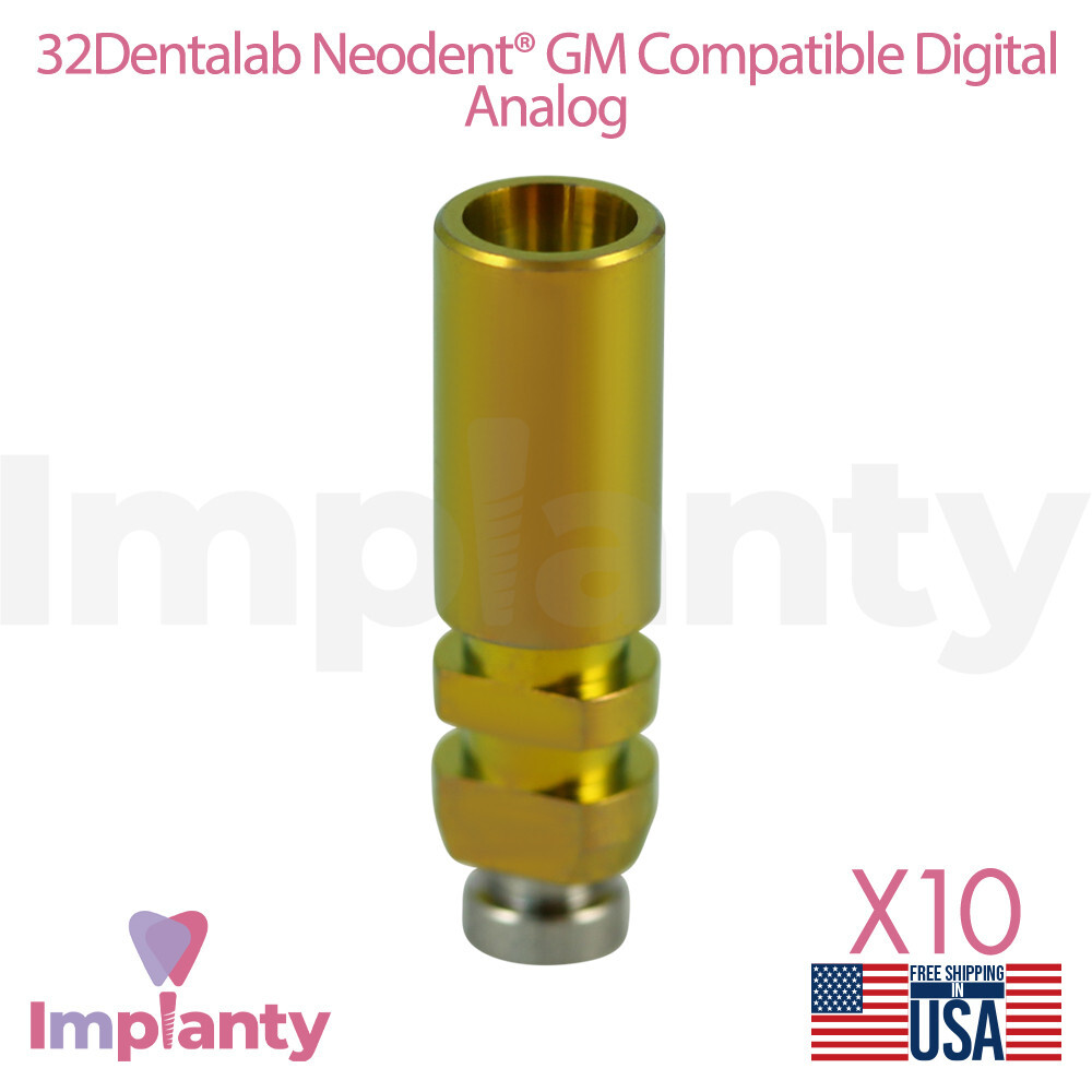 10x Dental Titanium Fixture Digital Analog Compatible Neodent GM Yellow