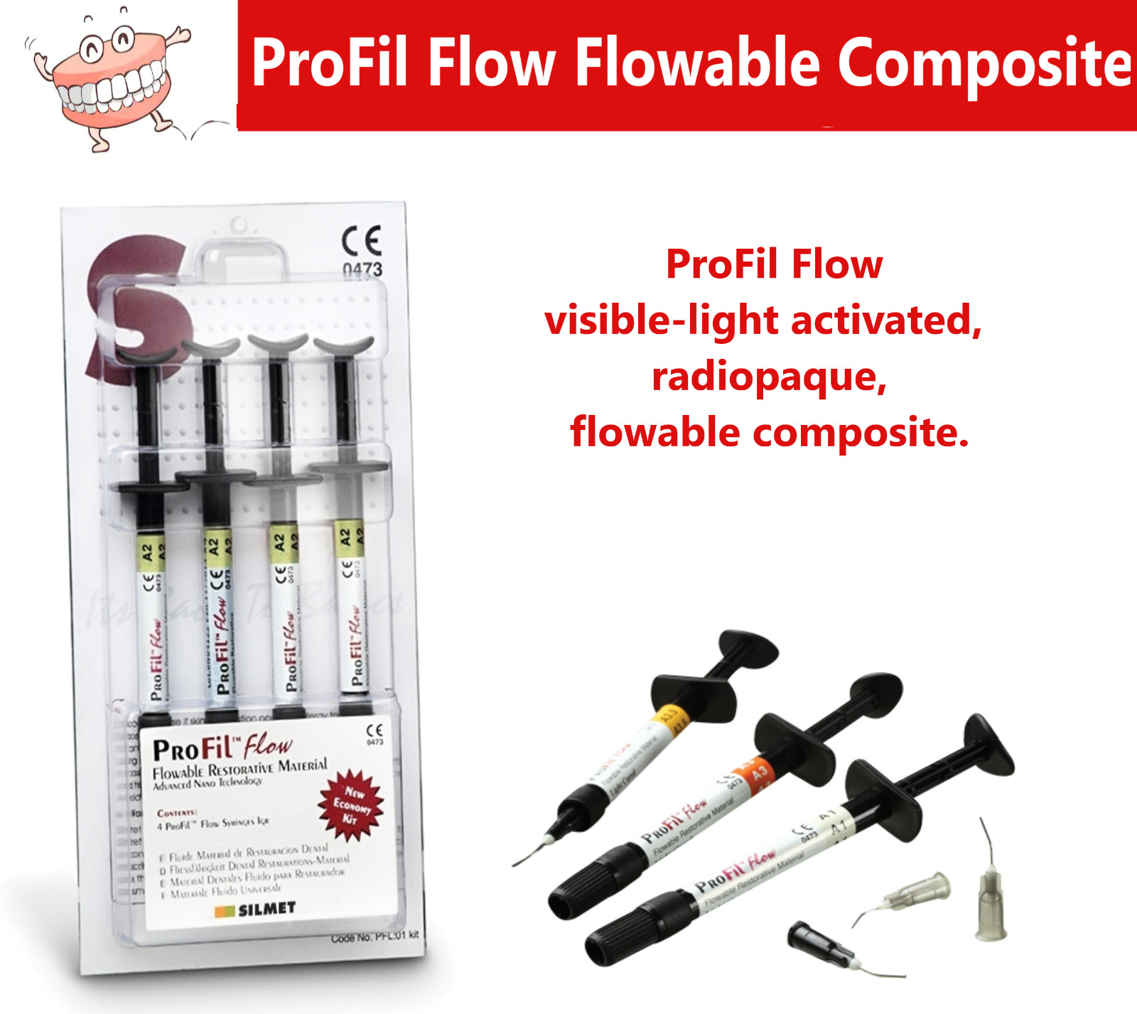 Dental Silmet ProFil Flow Flowable Composite Pit & Fissure Sealant, 4 x 1gm /pk