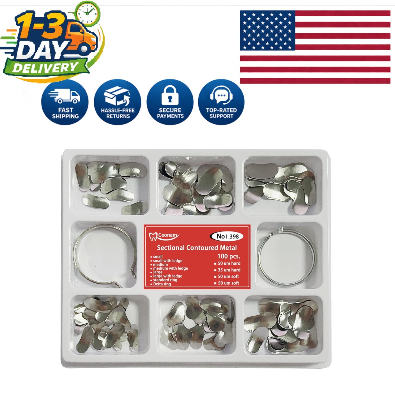 100-Piece Stainless Steel Dental Matrices Kit – Precision for Molar & Premola…