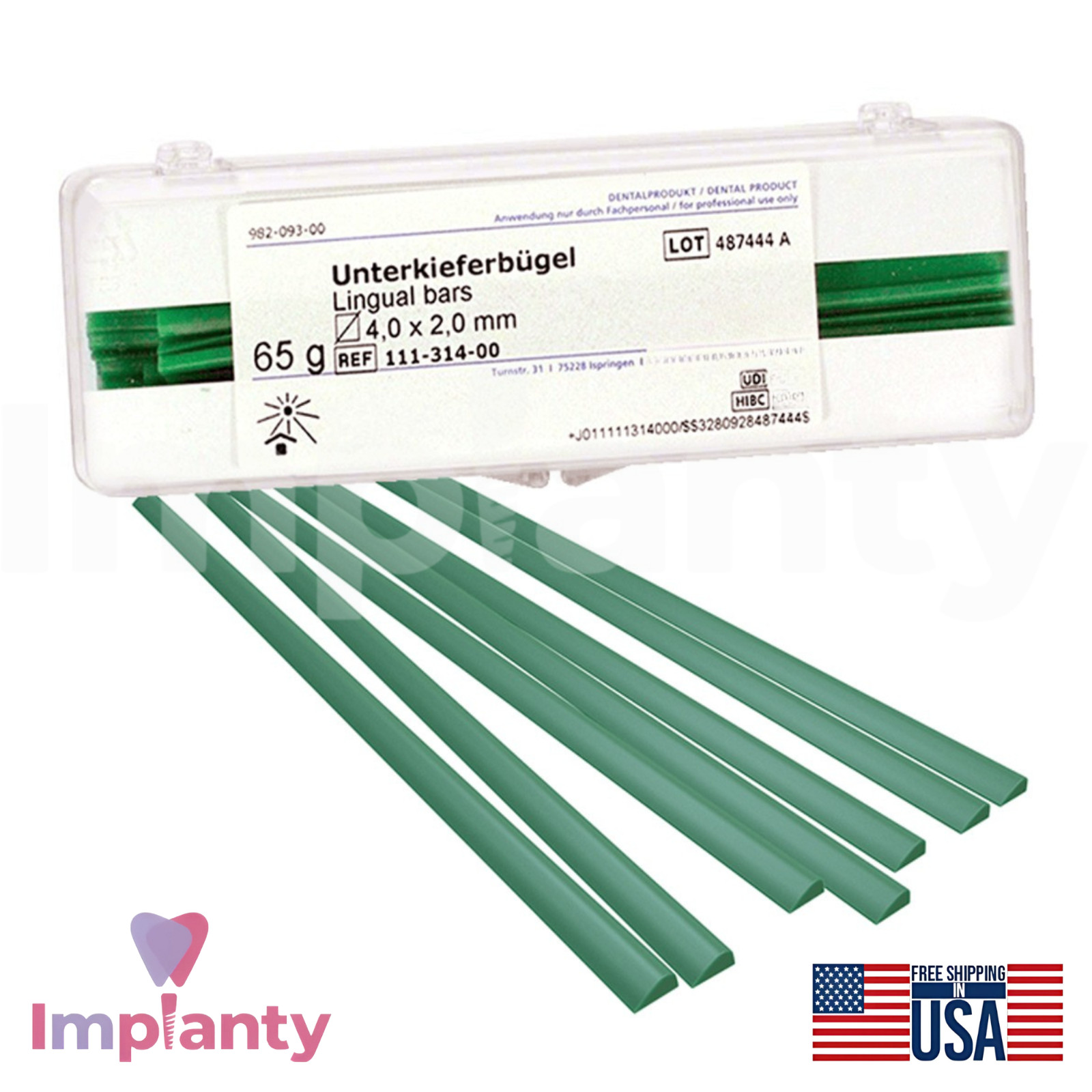 Wax Lingual Bars Green Sticks 4.0×2.0mm 65g Stable Casting Denture Profiles