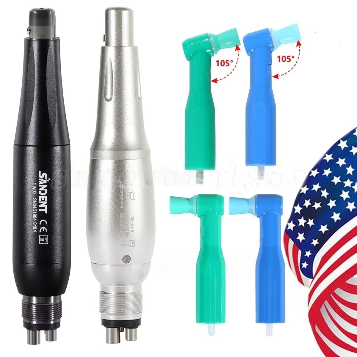 360° Swivel Dental Hygiene Prophy Handpiece Air Motor 4Hole 4:1 Nose Cone Angles