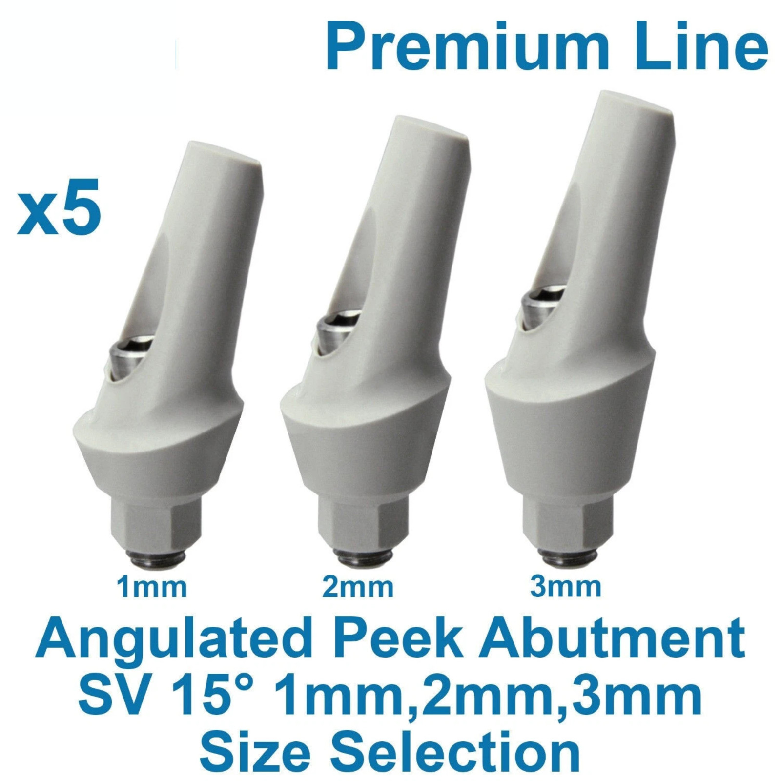 5 Dental Fixture PEEK Anatomic Angulated Adapter Head 15 Restoration 1-3mm