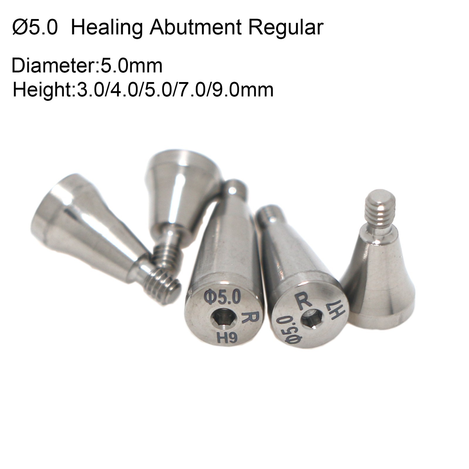 Hiossen ET Regular Ø5.0mm Implant Healing Abutment Cap RP Platform 3/4/5/7/9mm H