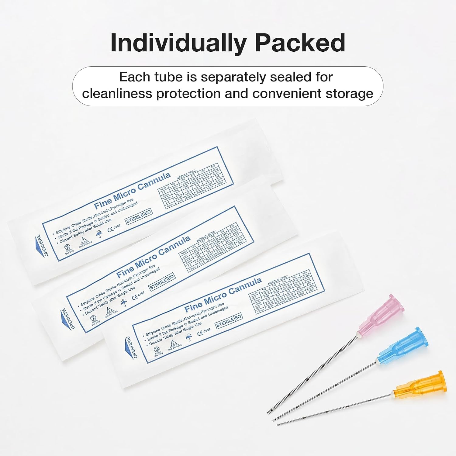 Blunt Tip 25G 38mm Flexible Tubes for Face & Body Use, Professional Rounded 6pcs