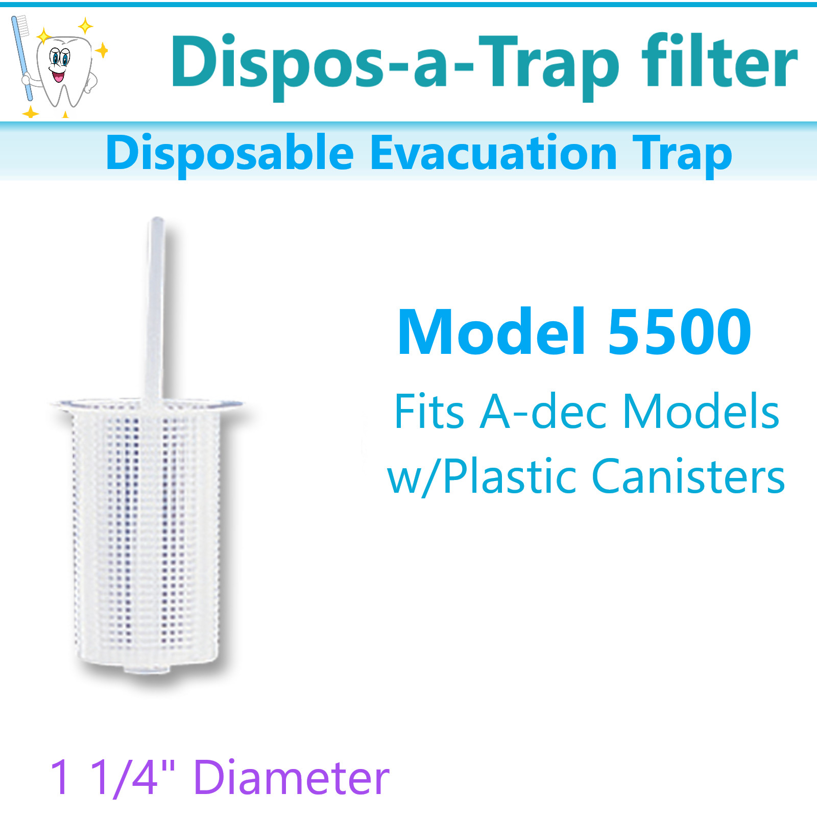 Disposable Evacuation Traps Model 5503 1 7/8″ Dia, 5501 2 1/8″ Dia – All Models