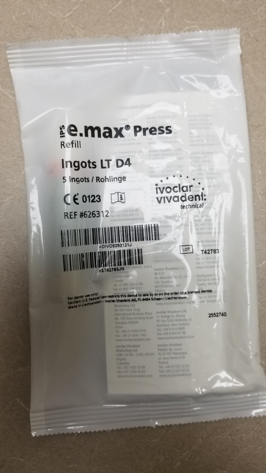 BRAND NEW – LTD4 – IPS E.MAX PRESS – Pack of 5 ingots