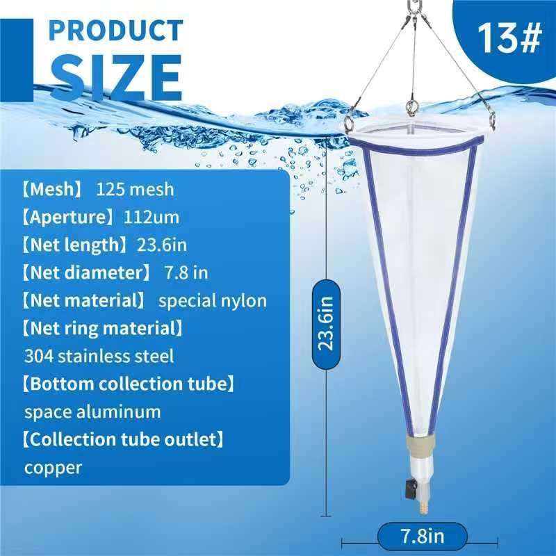 Plankton net; Water Quality Test Freshwater and Marine Aquatic 7.87inch, blue