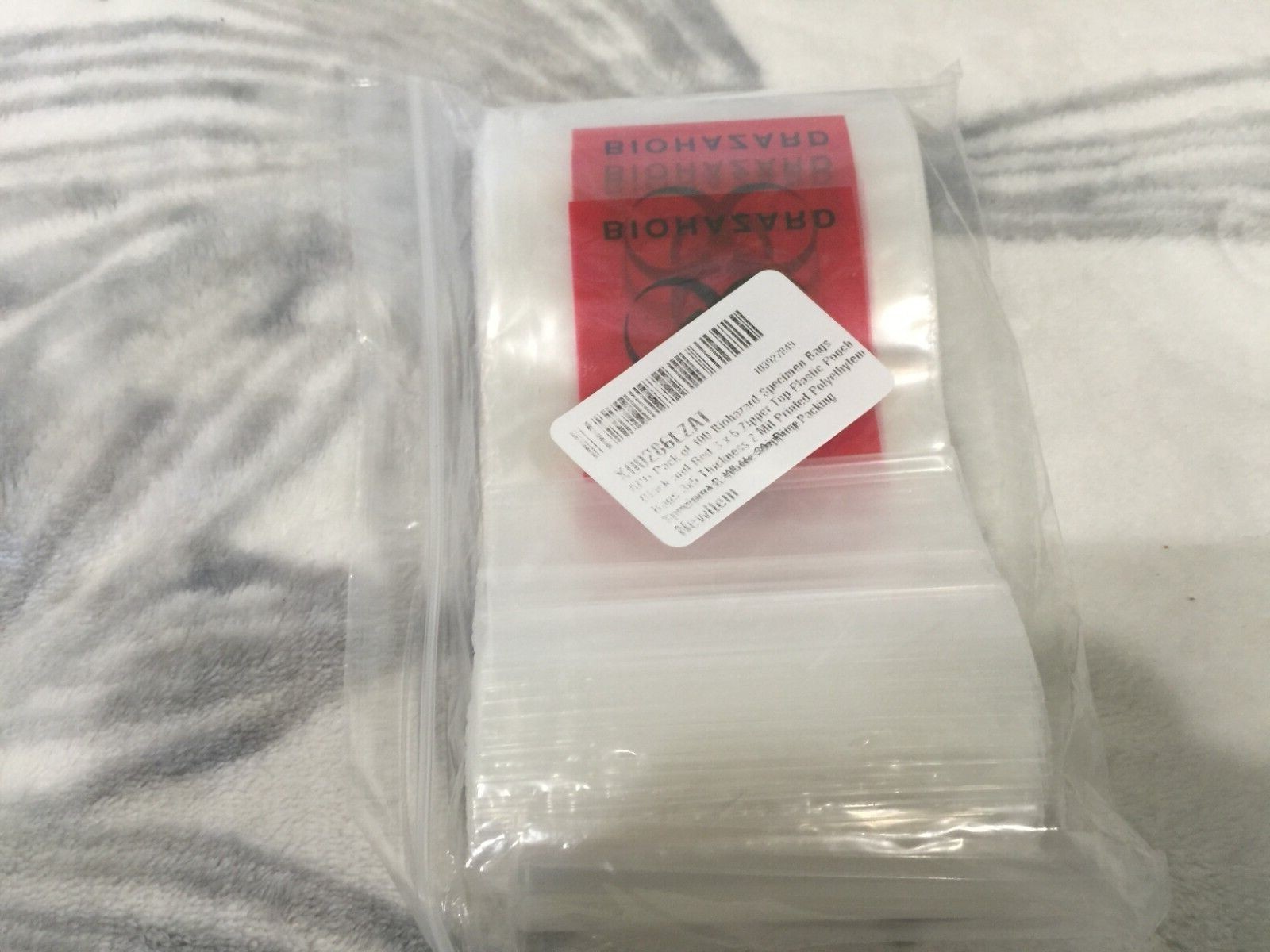 APQ Pack of 100 Biohazard Specimen Bags Black and Red 3 x 5 Zipper Top Plasti…