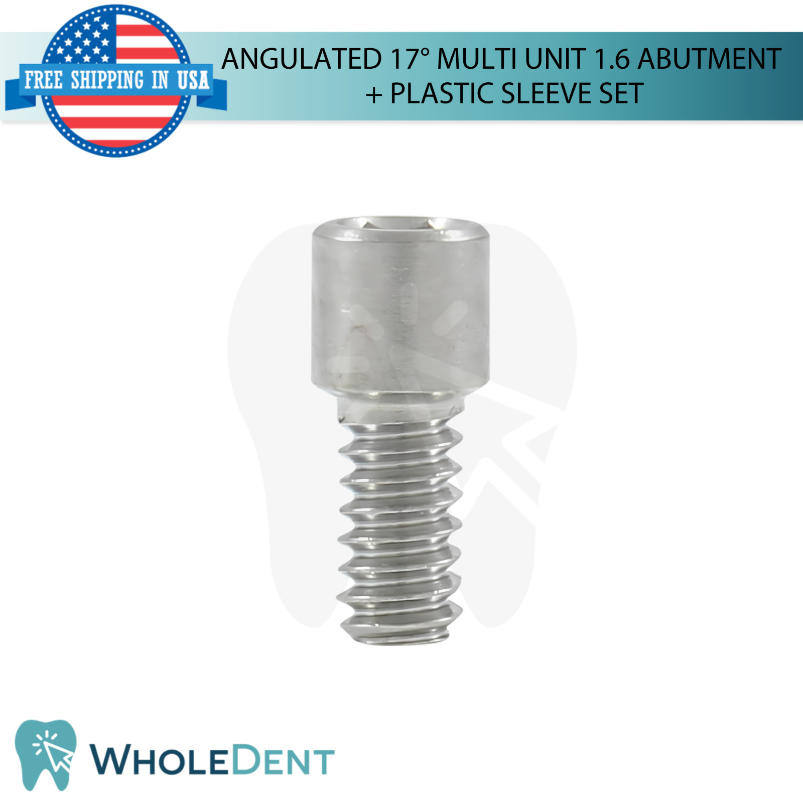 10x Dental Angulated 17° Prosthetic Multi Unit 1.6mm Plastic Sleeve Set Int Hex