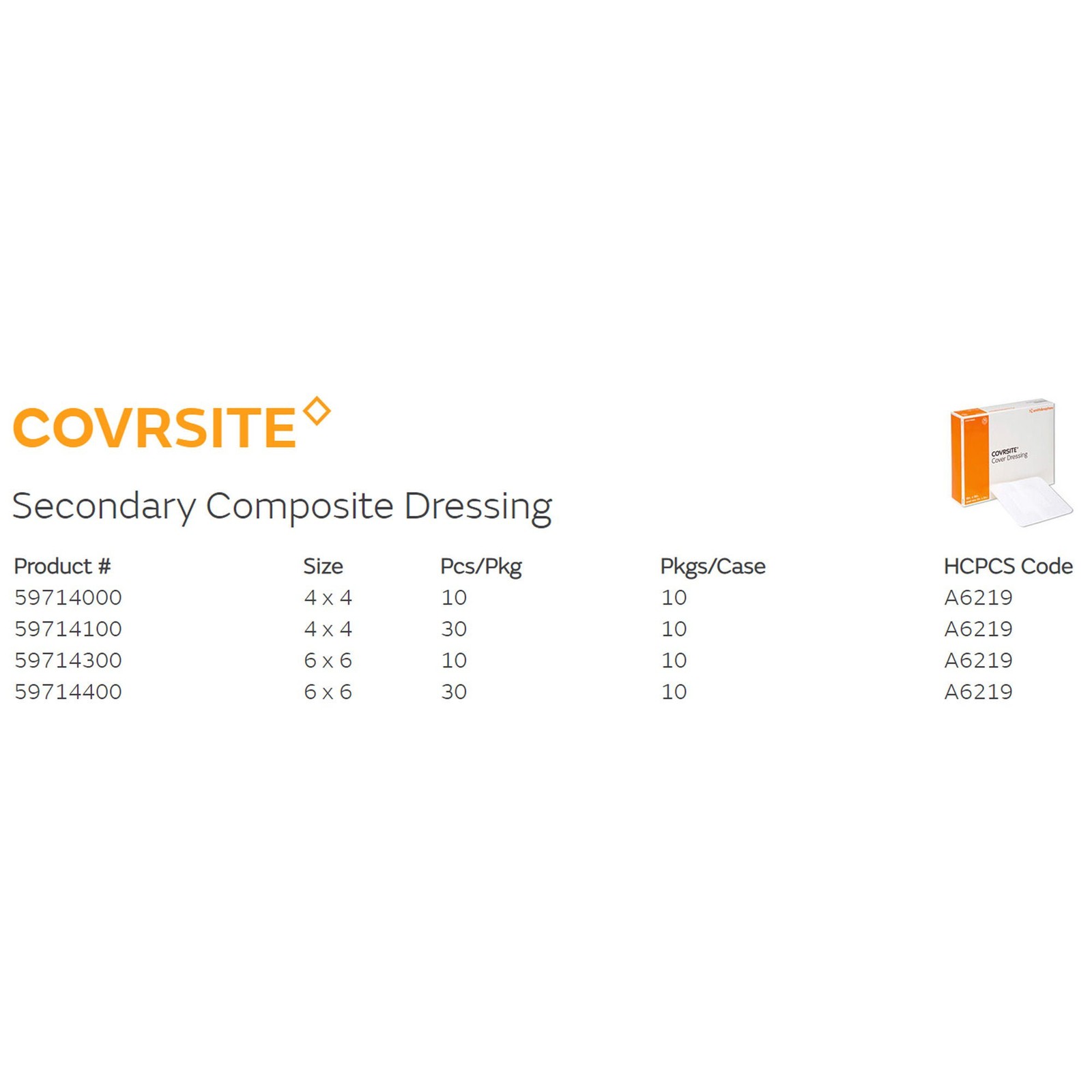 Smith & Nephew Covrsite Composite Dressing White 4 x 4″ Sterile 59714100 30 Ct