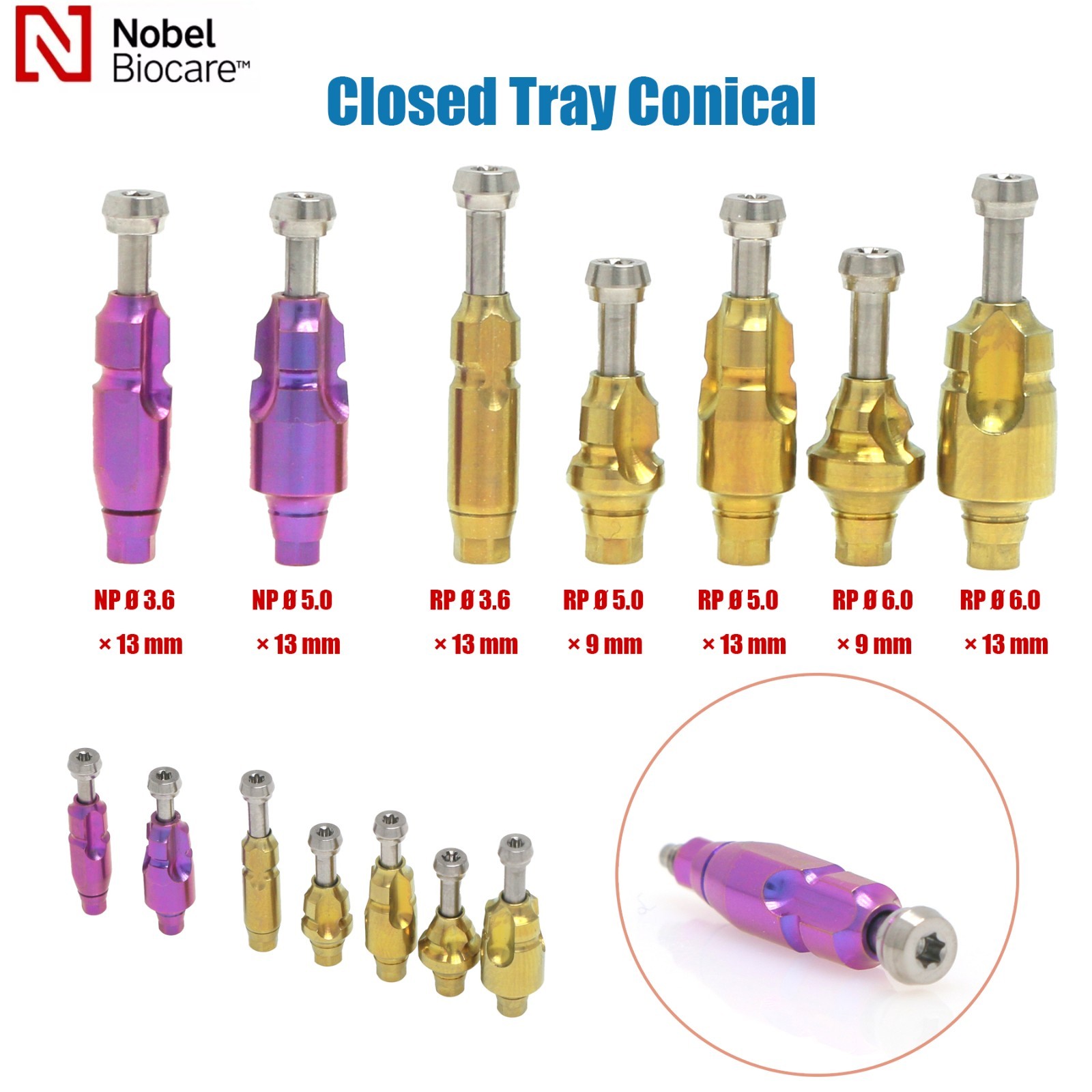 US 10Pcs Impression Transfer Coping Open Closed Tray fits Nobel Active NP RP Hex