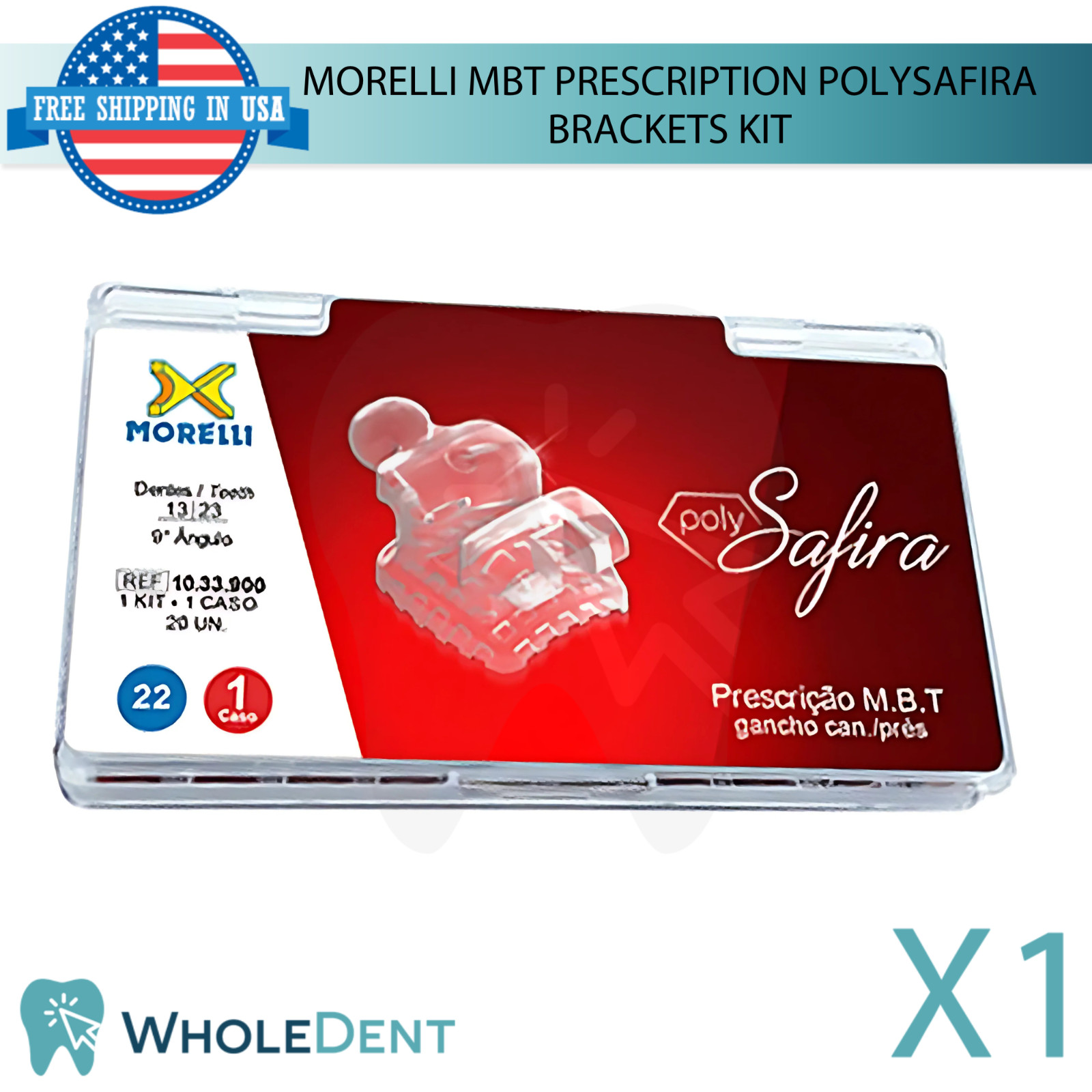 Orthodontic Dental MBT Prescription PolySafira Ceramic Brackets Kit 20pcs Lab