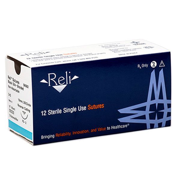 Reli 2/0, 18″ Silk Black Braided Suture with C-8 Needle