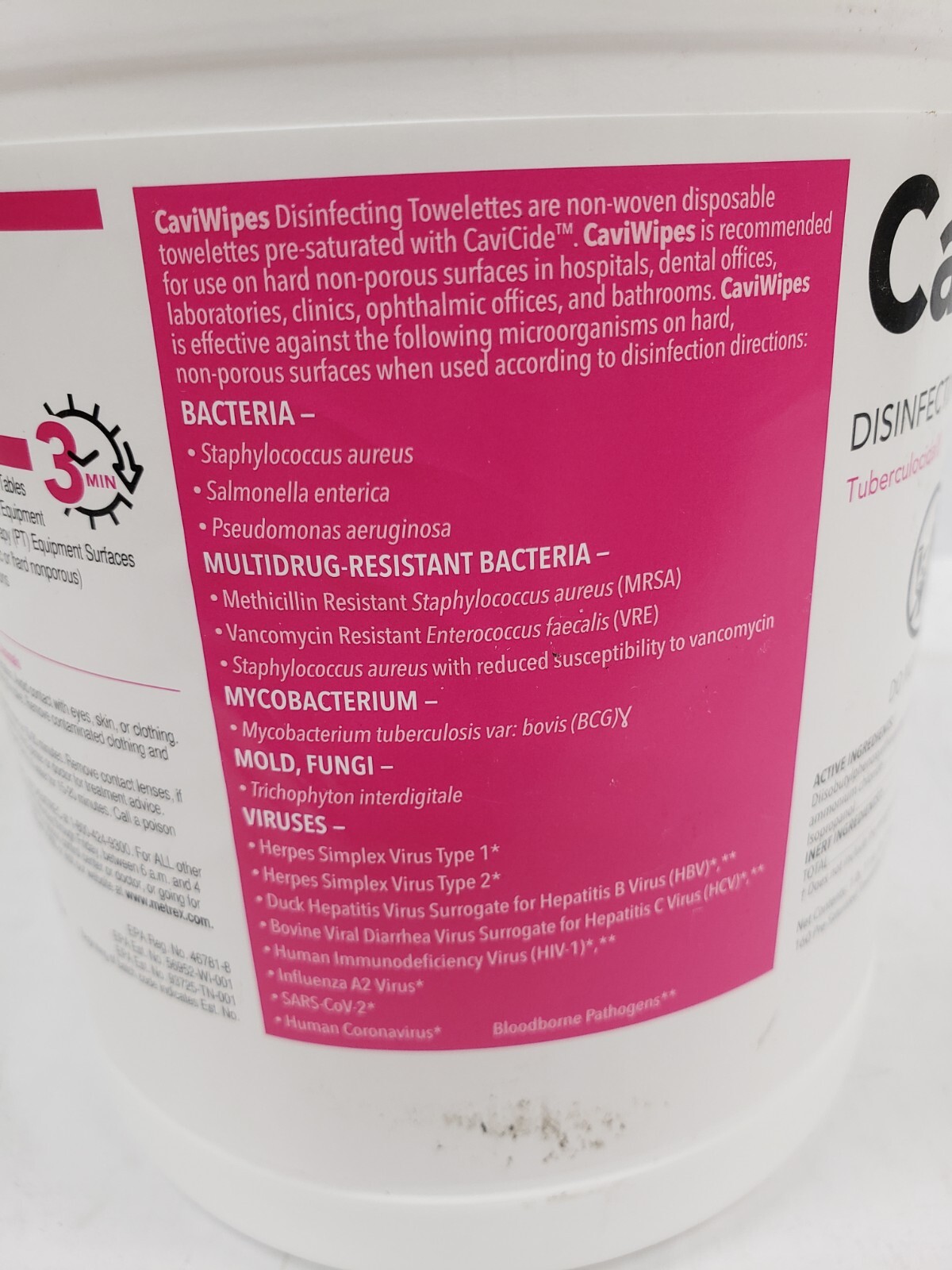 Metrex CaviWipes 13-1100 Germicidal Hospital Towelettes Lg 6″ x 6.75″ 220 Can
