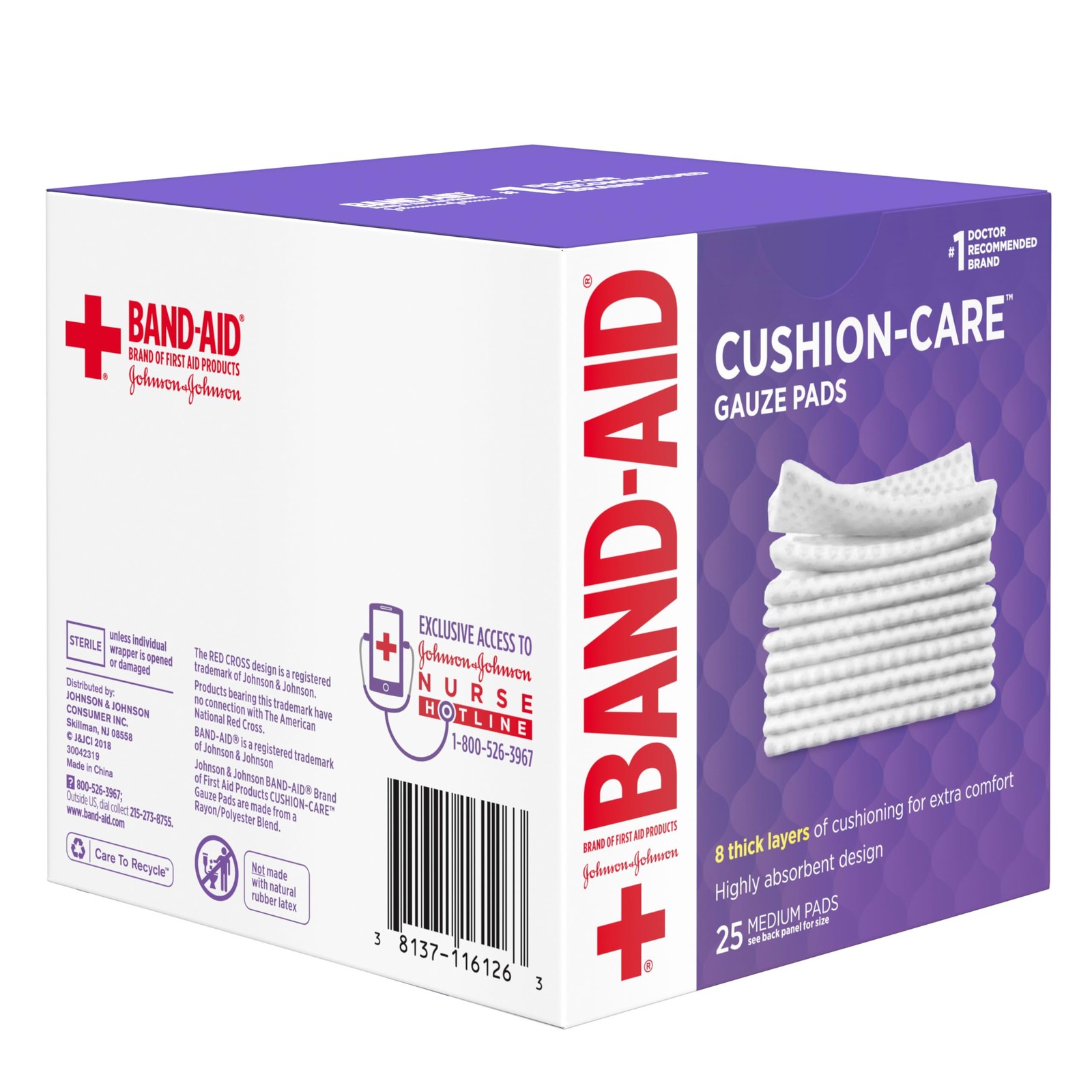 BAND-AID Brand Cushion Care Sterile Gauze Pads for 3×3 Inch (Pack of 25)