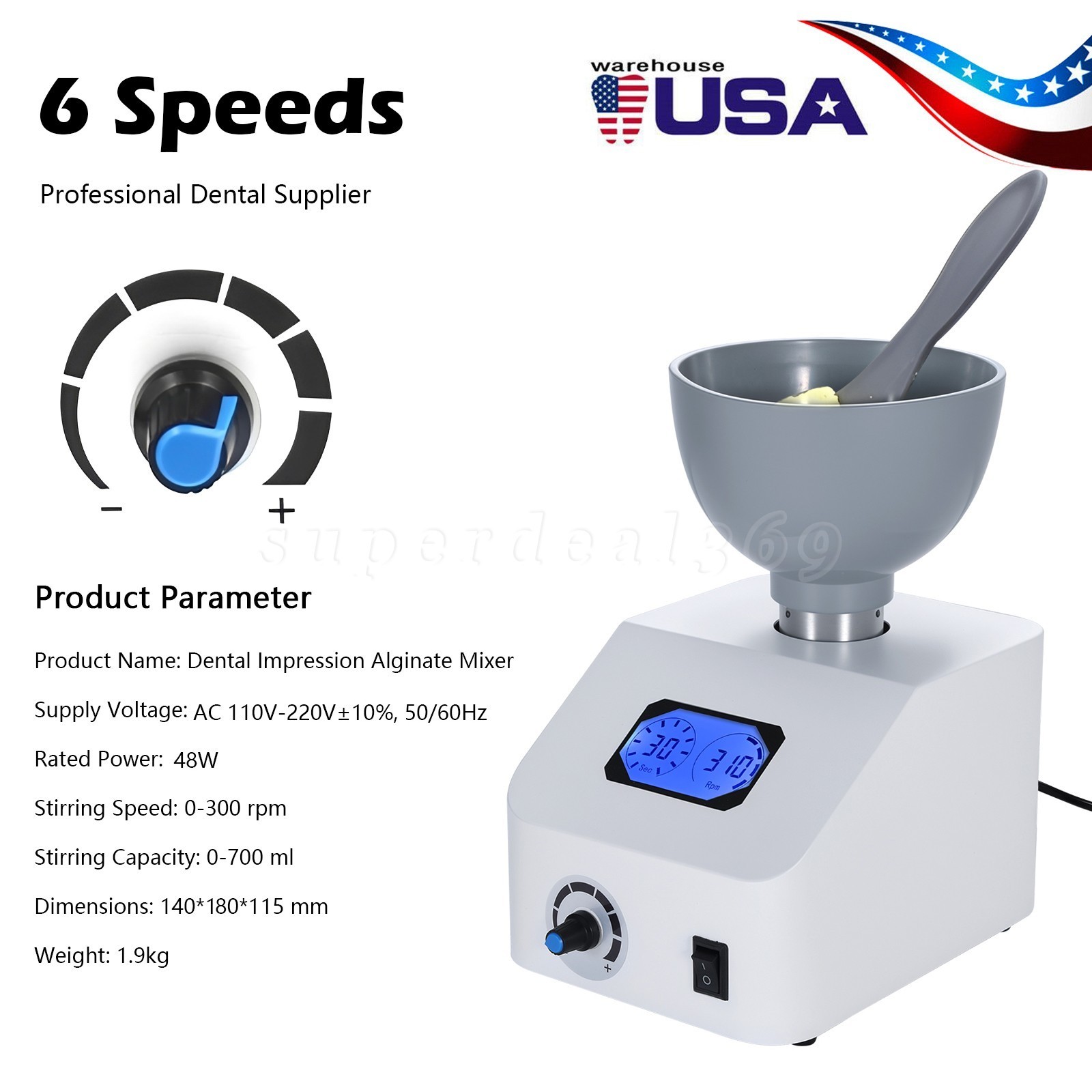 ALGINATE DENTAL MIXER LAB IMPRESSION MATERIAL 110V or 220V po