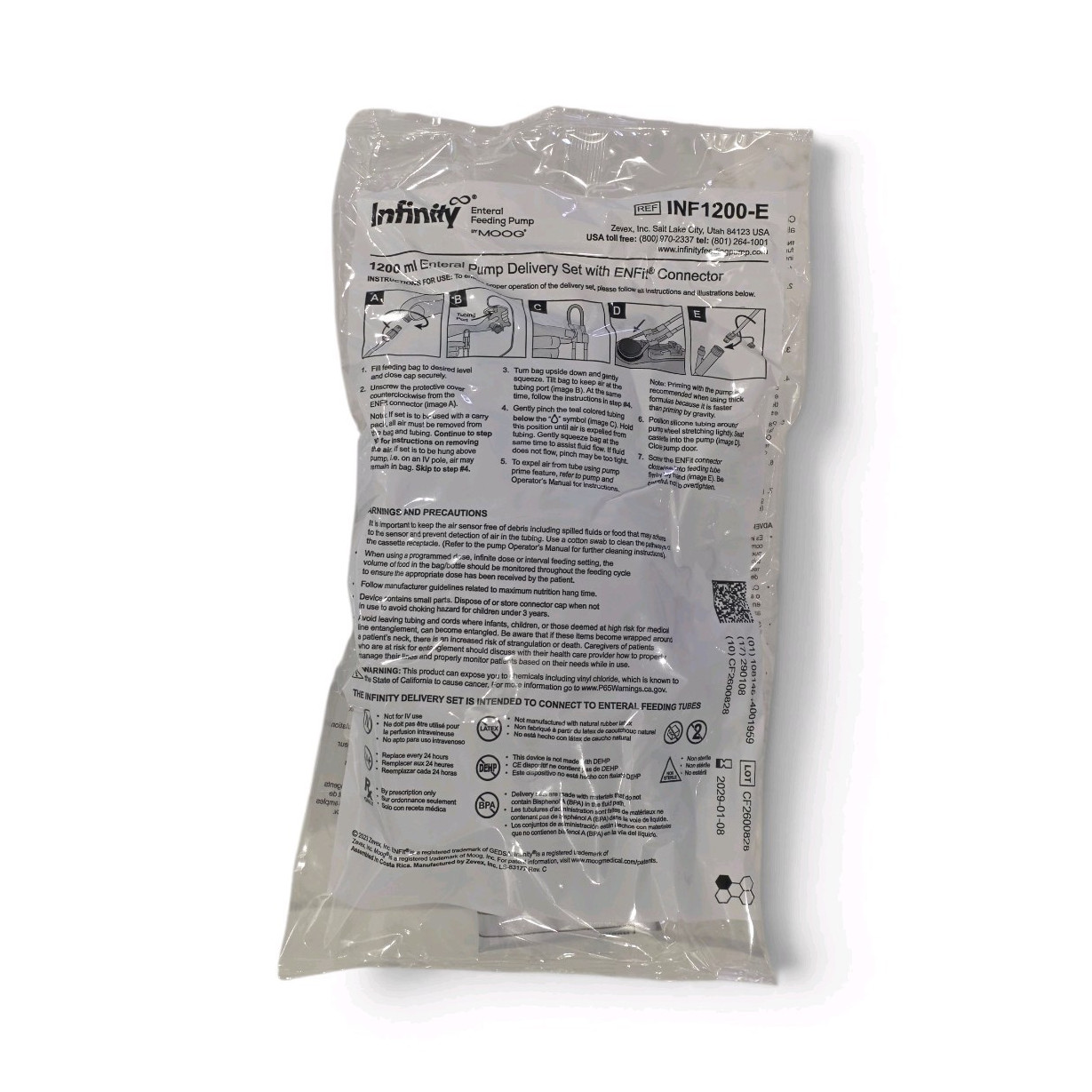 Infinity 1200 mL Enteral Pump Delivery Set, ENFit Connector INF1200-E Box Of 23