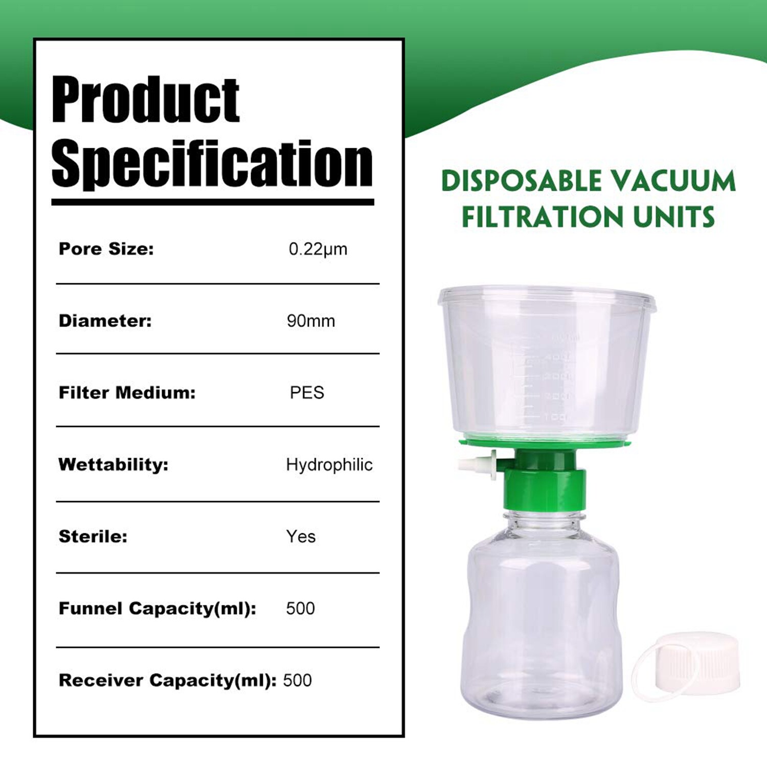 4pcs 500ml Plastic Filtering Flask Lab Bottle Vacuum Filter Adapters Funnel HPLC