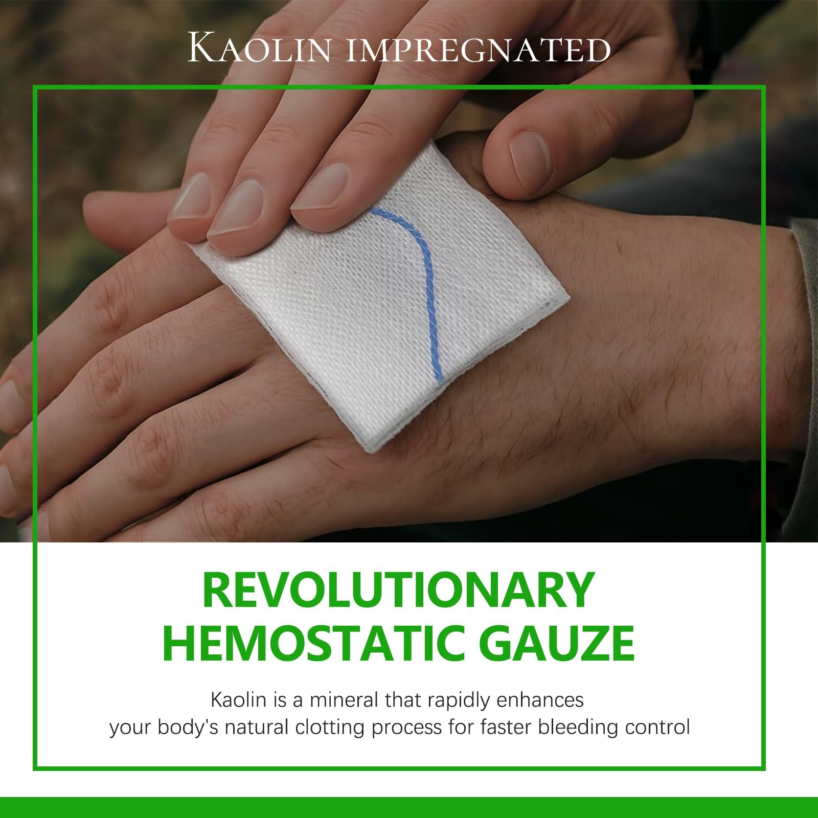 Hemostatic Gauze for Quick Clot Trauma Kit – 3″ x 5′ x 5 feet, White