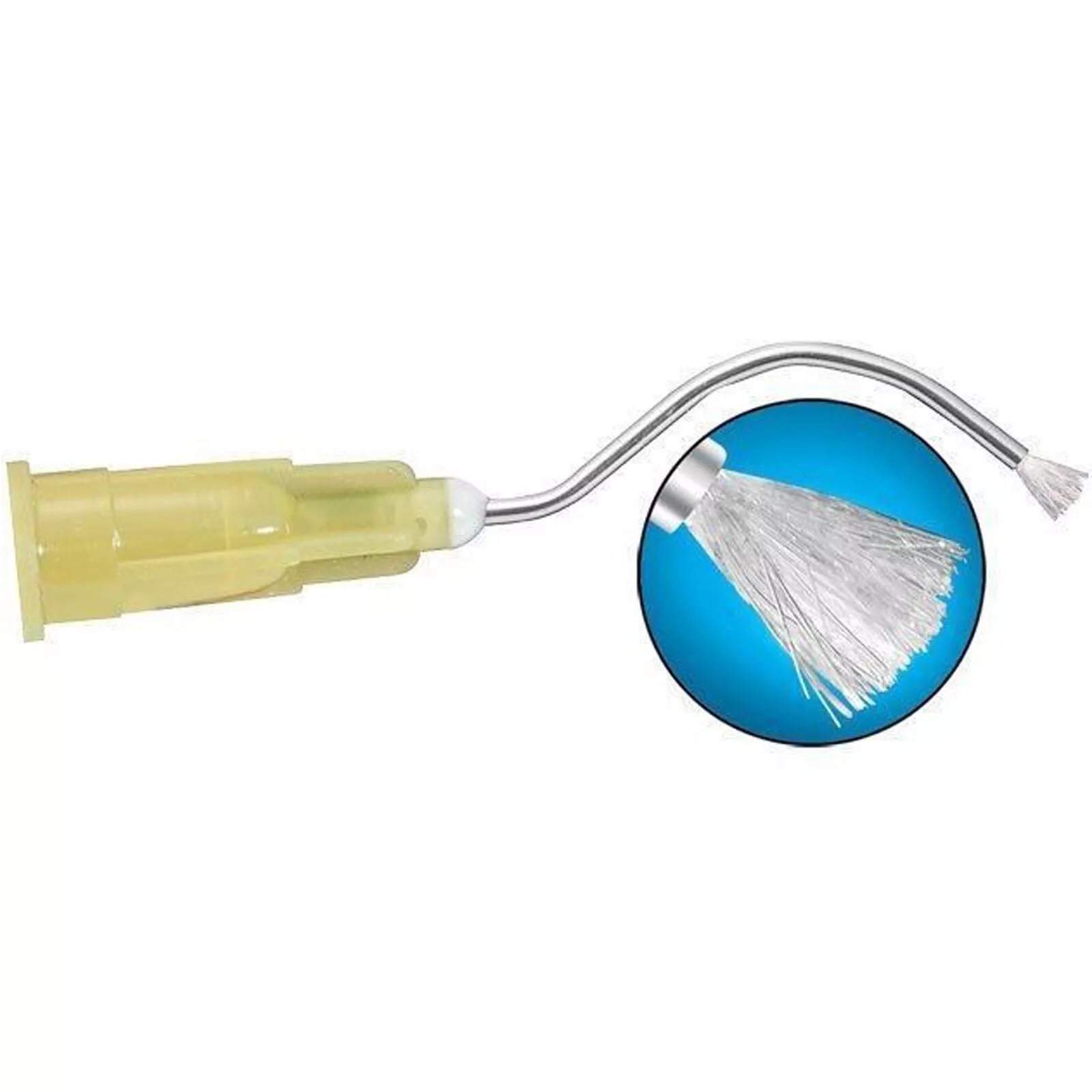 Dental Delivery Tip Prebent Metal Infusor Tip Brush Padded End 19G Yellow 100pk