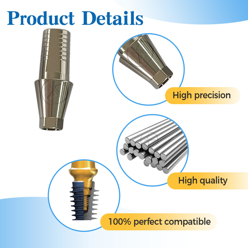 5 pcs Ti-base Abutment CAD/CAM fit to Hiossen Osstem platform Mini Regular