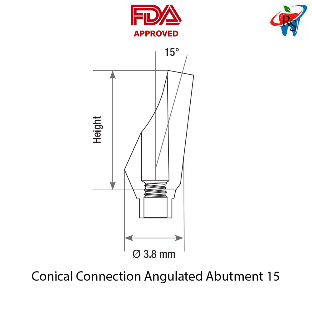 10pcs DSl Abutments Angulated 15° Conical Connection RP Ø5.0-4.3mm Implant