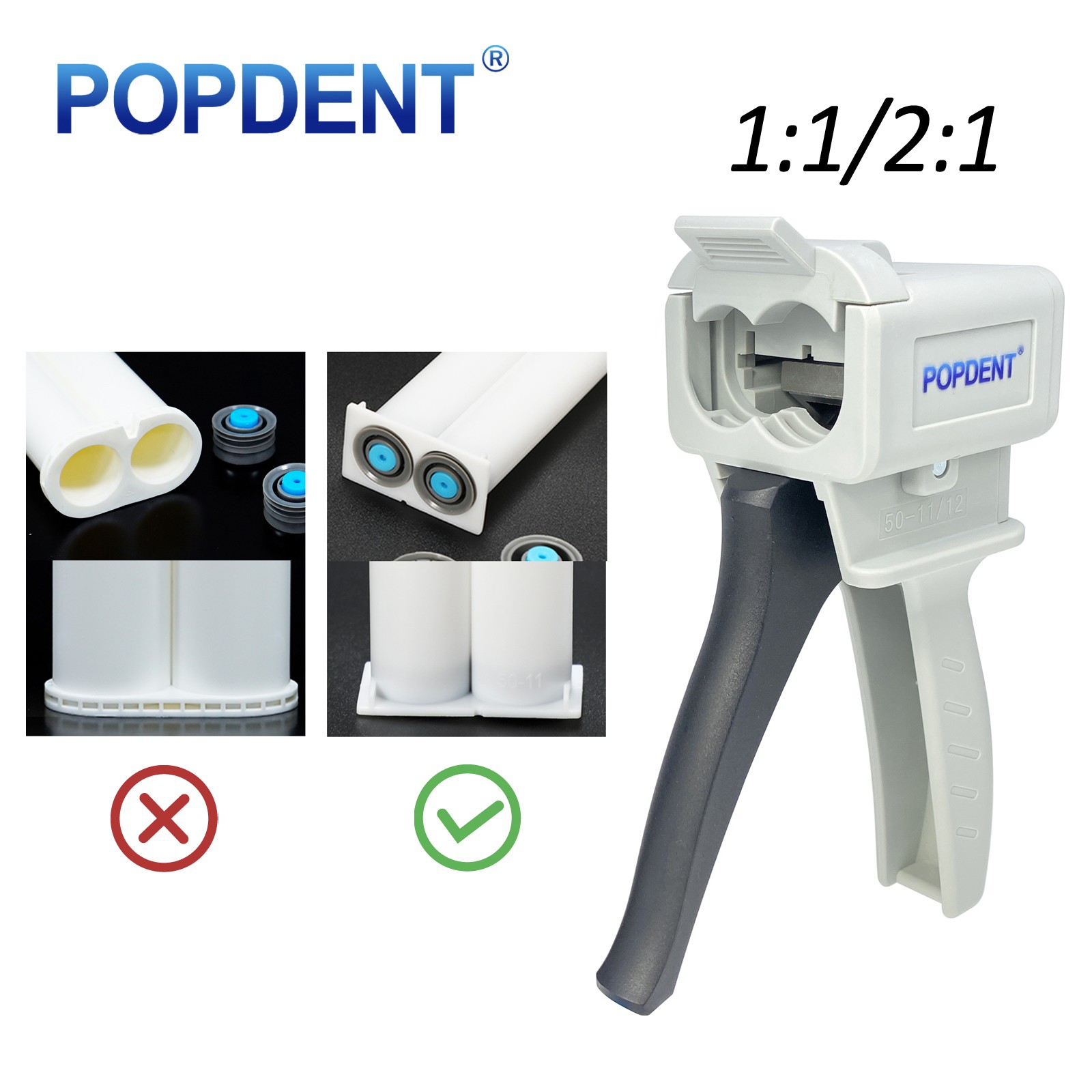 Dental Impression Universal Cartridge Dispenser Delivery Gun 1:1 2:1 Mixing