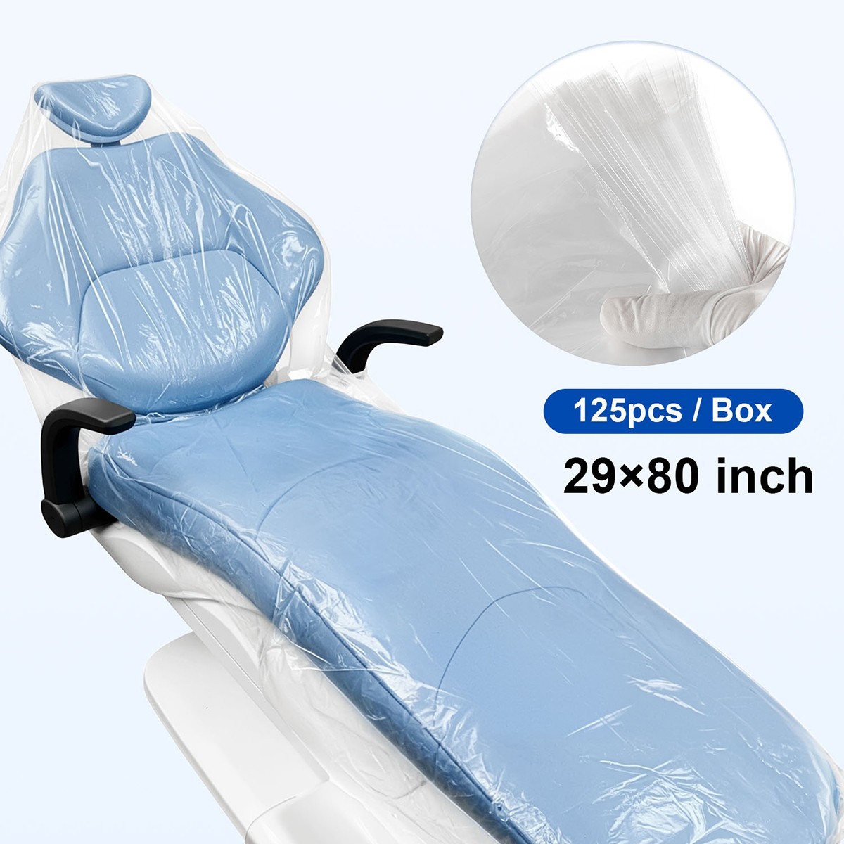 Dental Disposable Full Chair Covers Sleeves Clear Plastic 29″x80″ 125 Pcs
